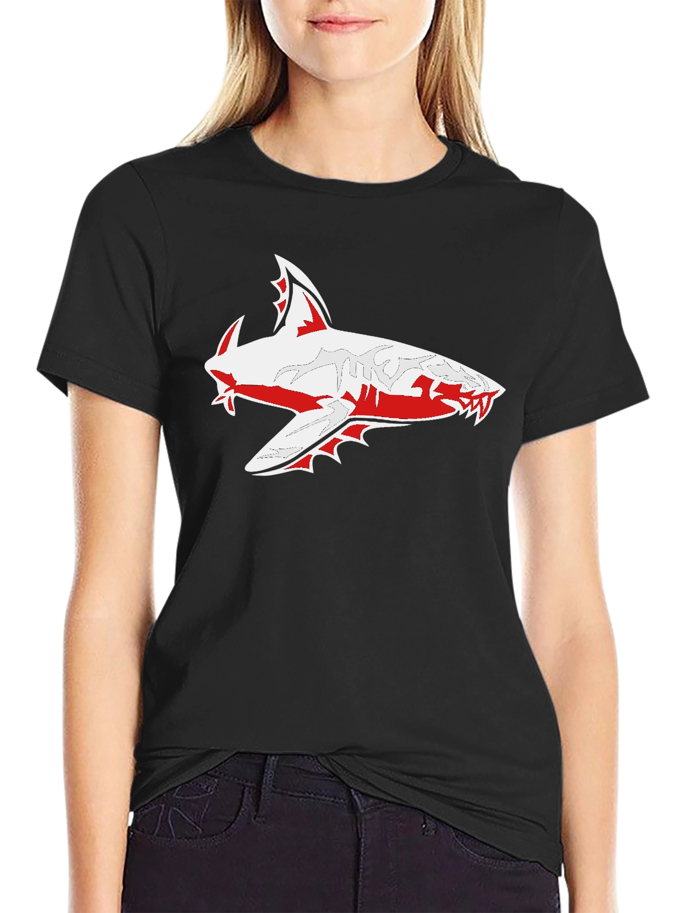 Shark Graphic Black Tee - Bold and Stylish