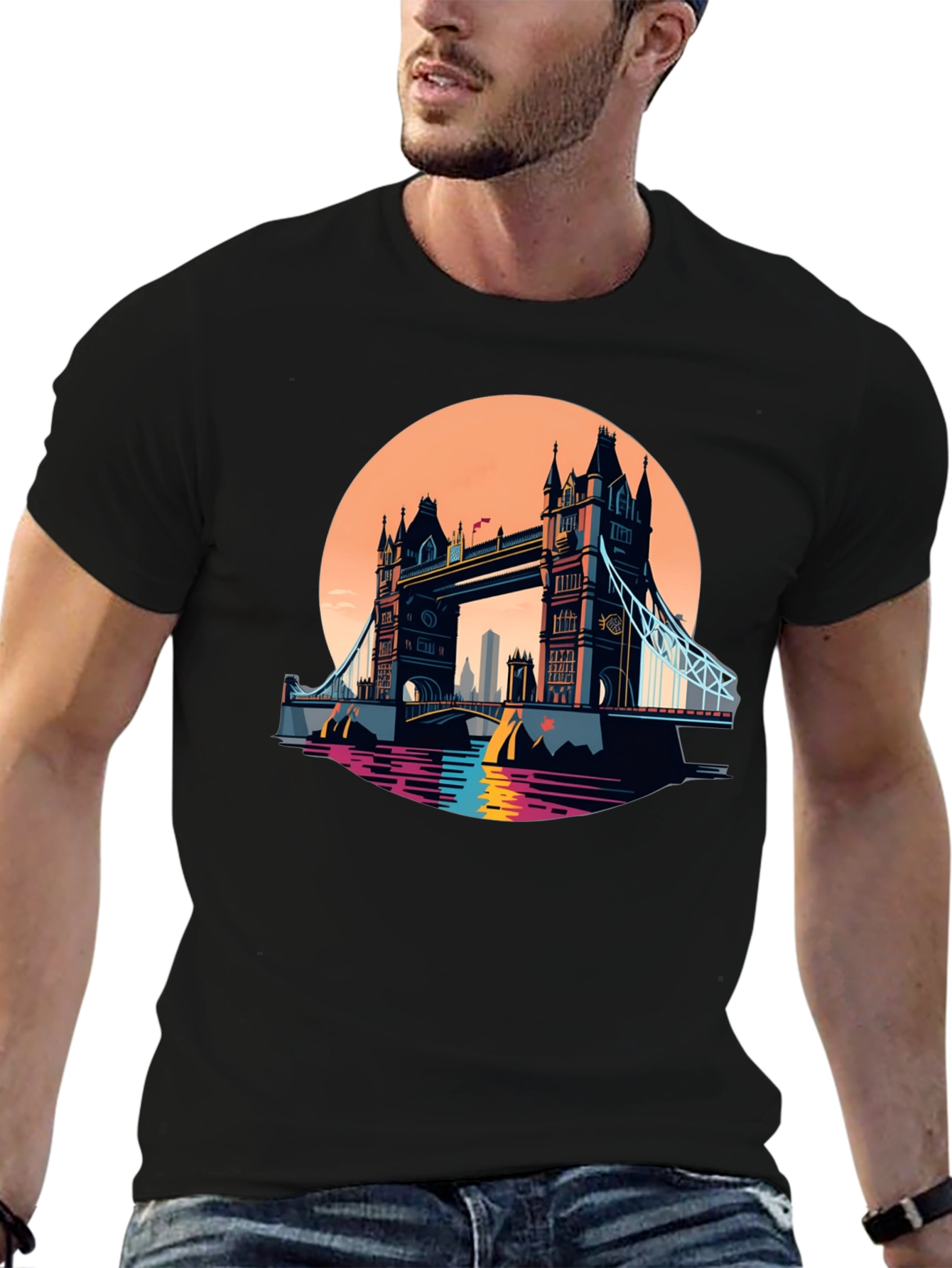 Tower Bridge London Graphic Tee - Retro Cityscape Shirt