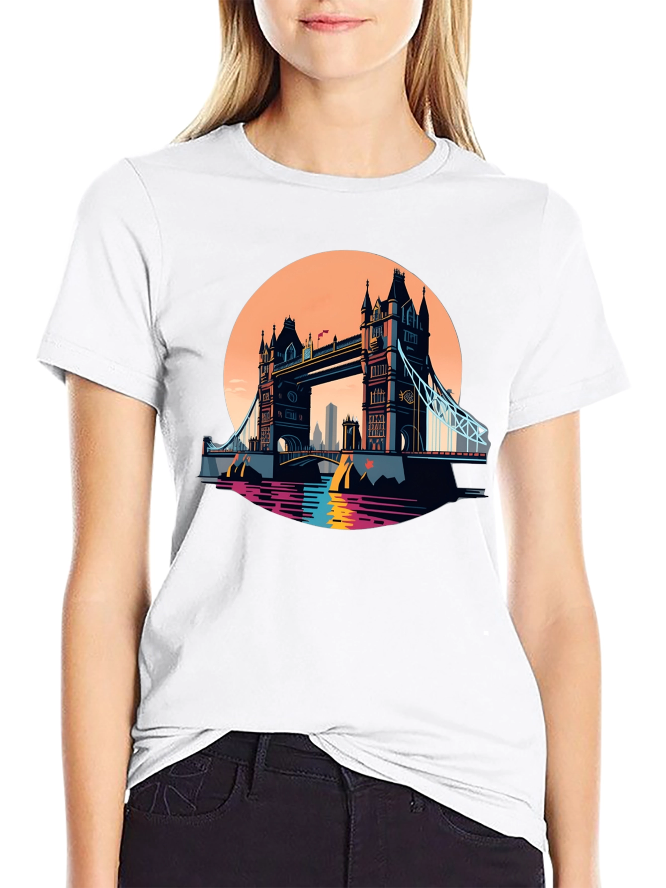 Tower Bridge London Graphic Tee - Retro Cityscape Shirt