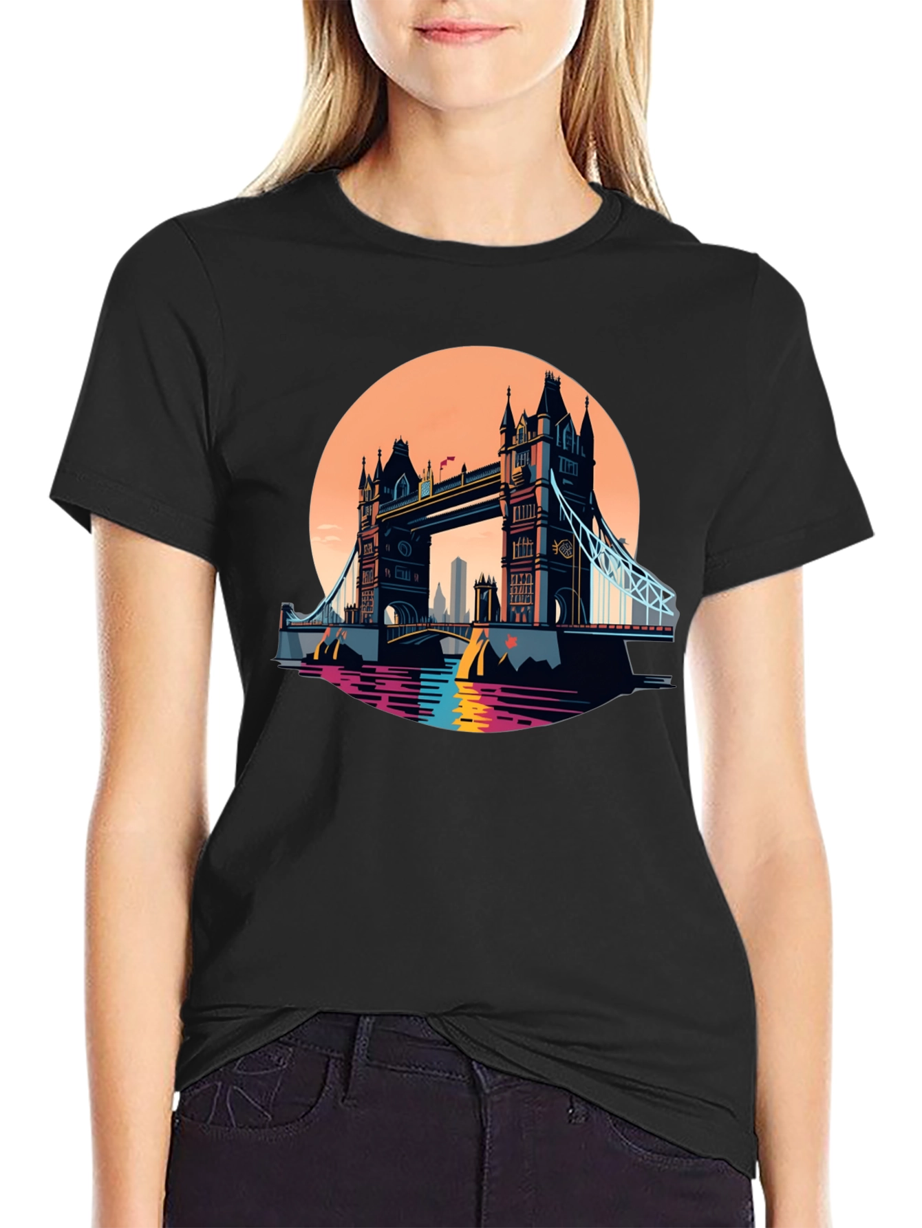 Tower Bridge London Graphic Tee - Retro Cityscape Shirt