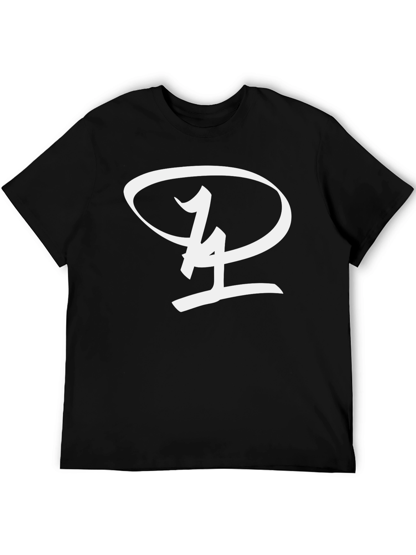 Black T-Shirt with Unique Oval Logo