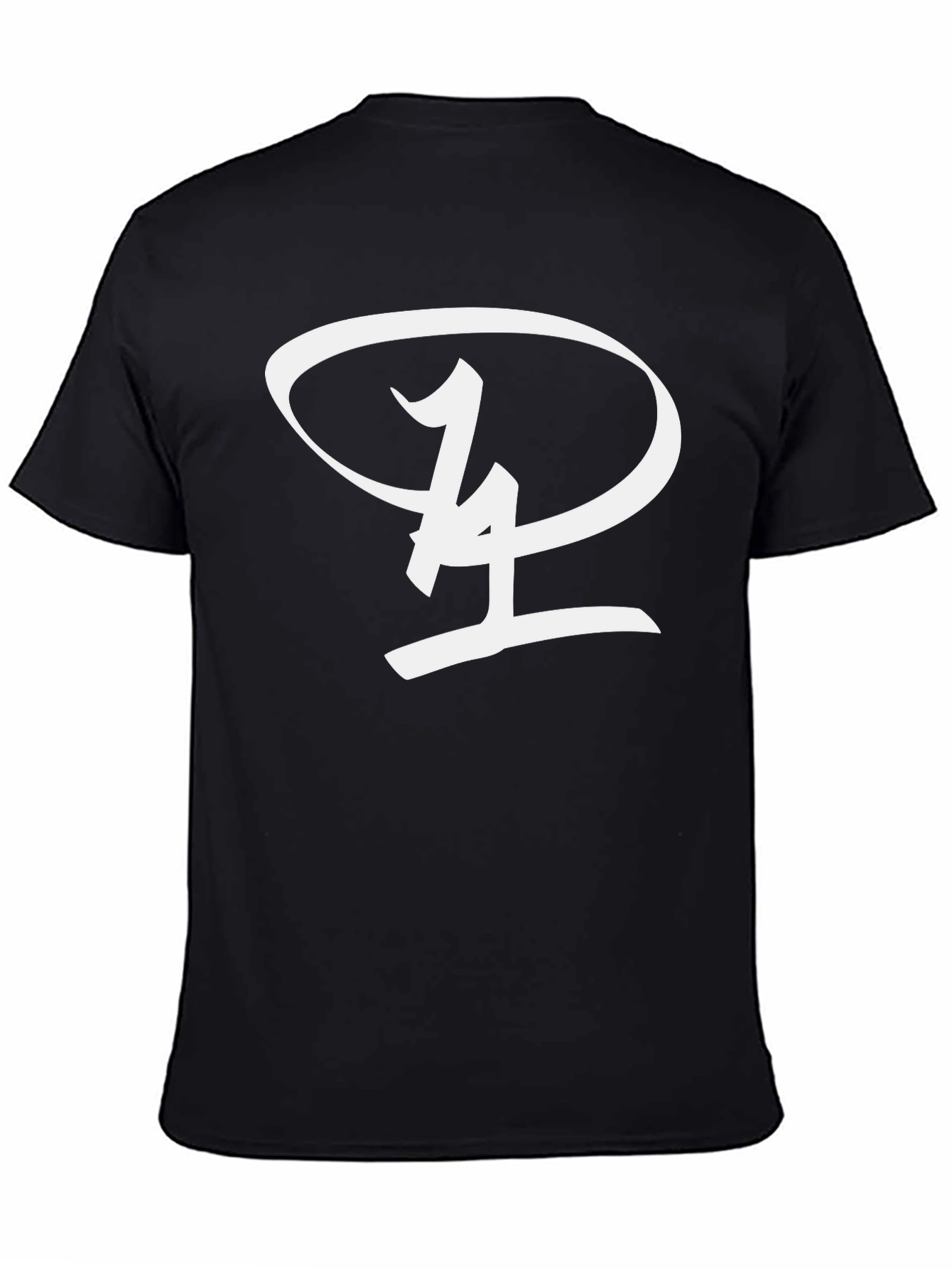 Black T-Shirt with Unique Oval Logo