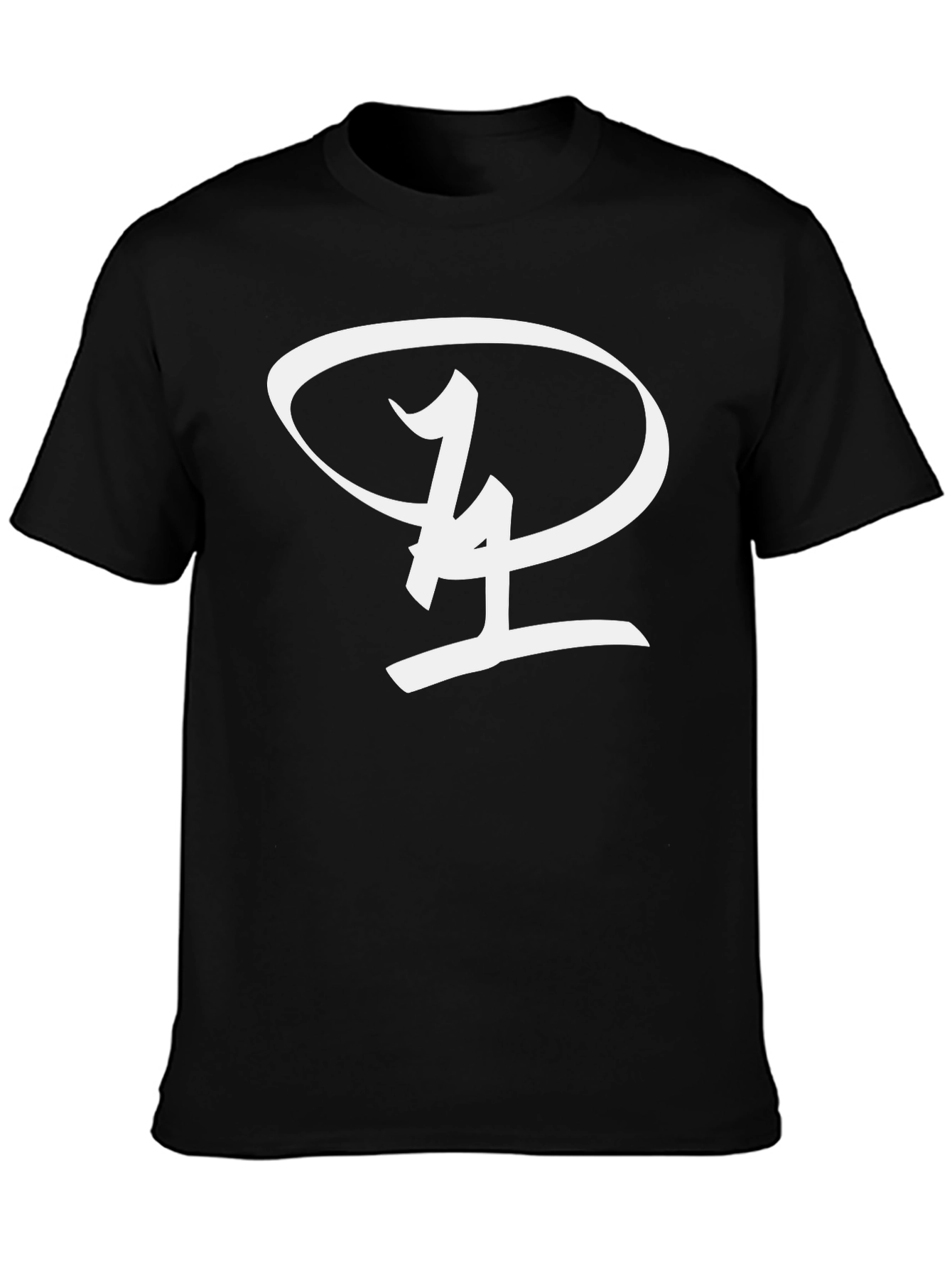 Black T-Shirt with Unique Oval Logo