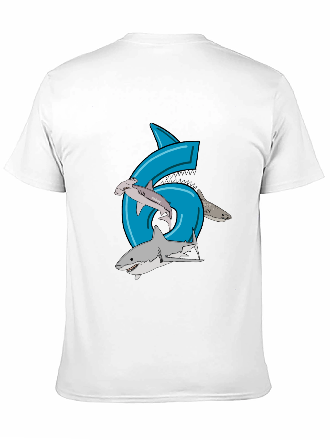 Shark Birthday 6 T-Shirt - Black Cotton