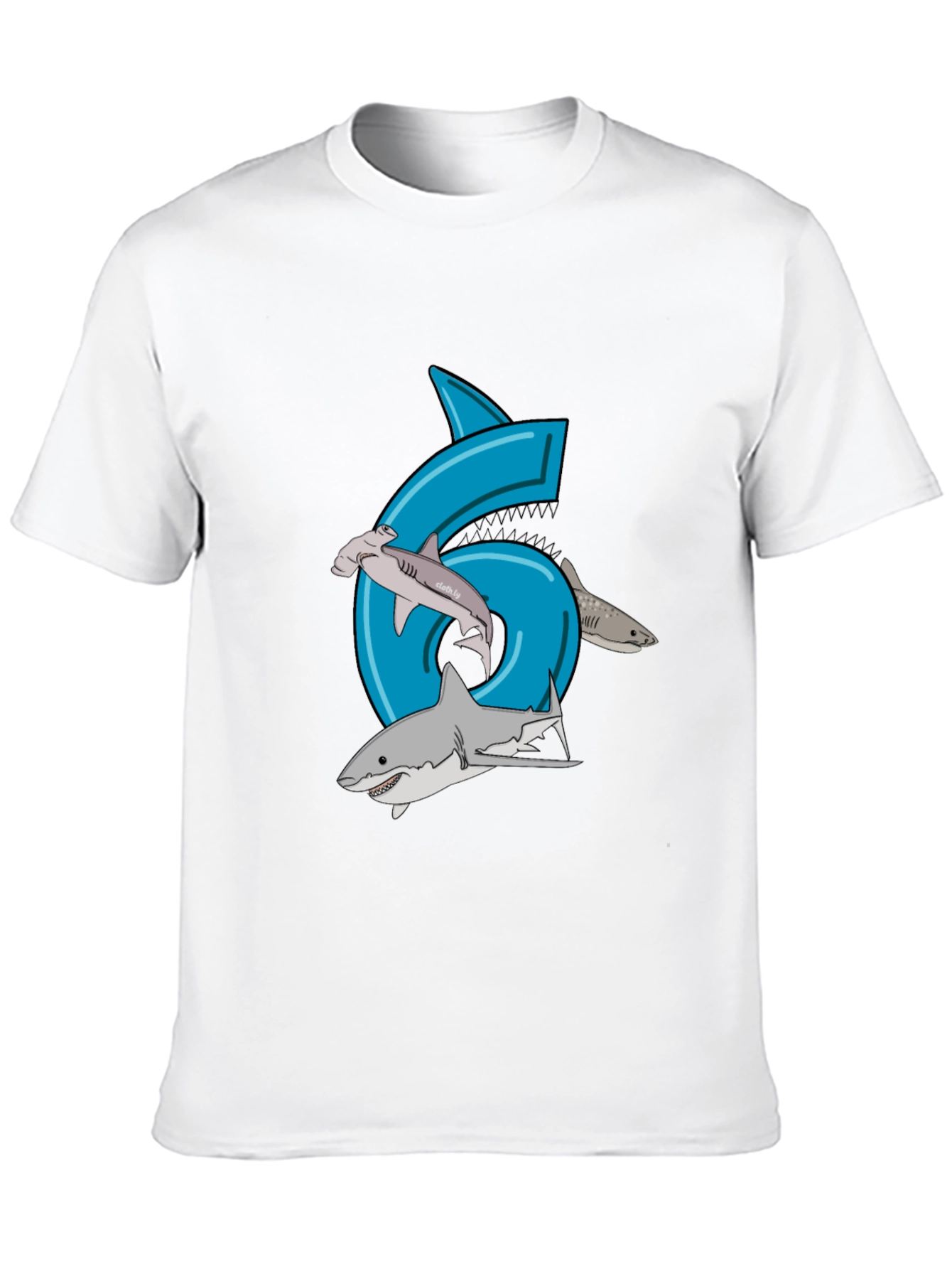 Shark Birthday 6 T-Shirt - Black Cotton