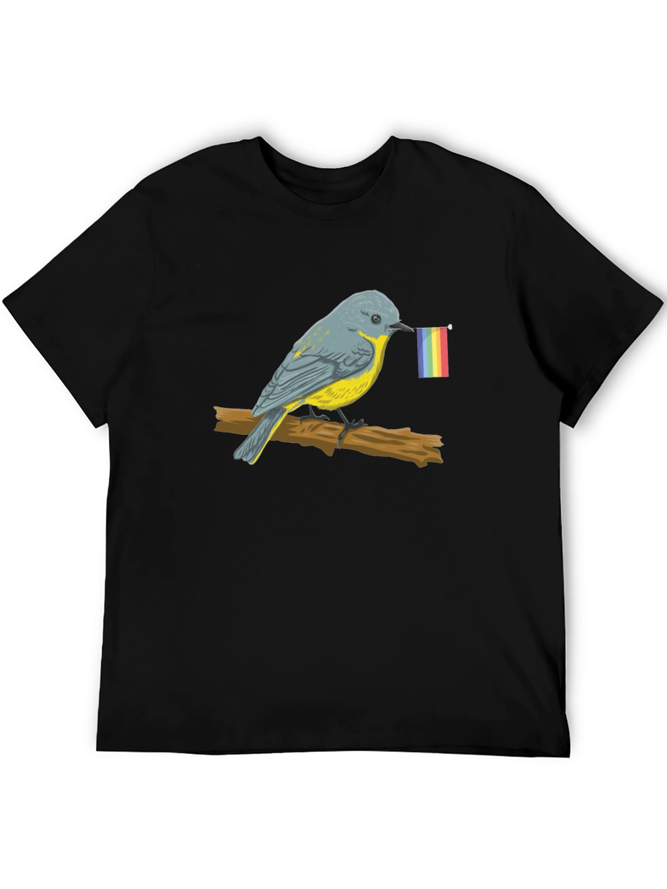 Bird with Pride Flag Graphic Tee - Black