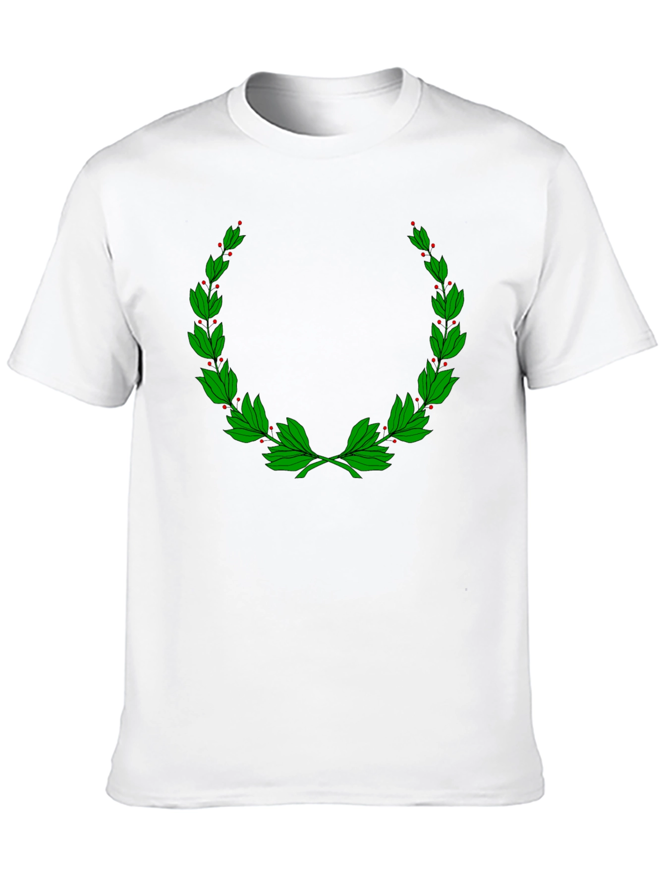 Classic Black T-Shirt with Green Laurel Wreath Design