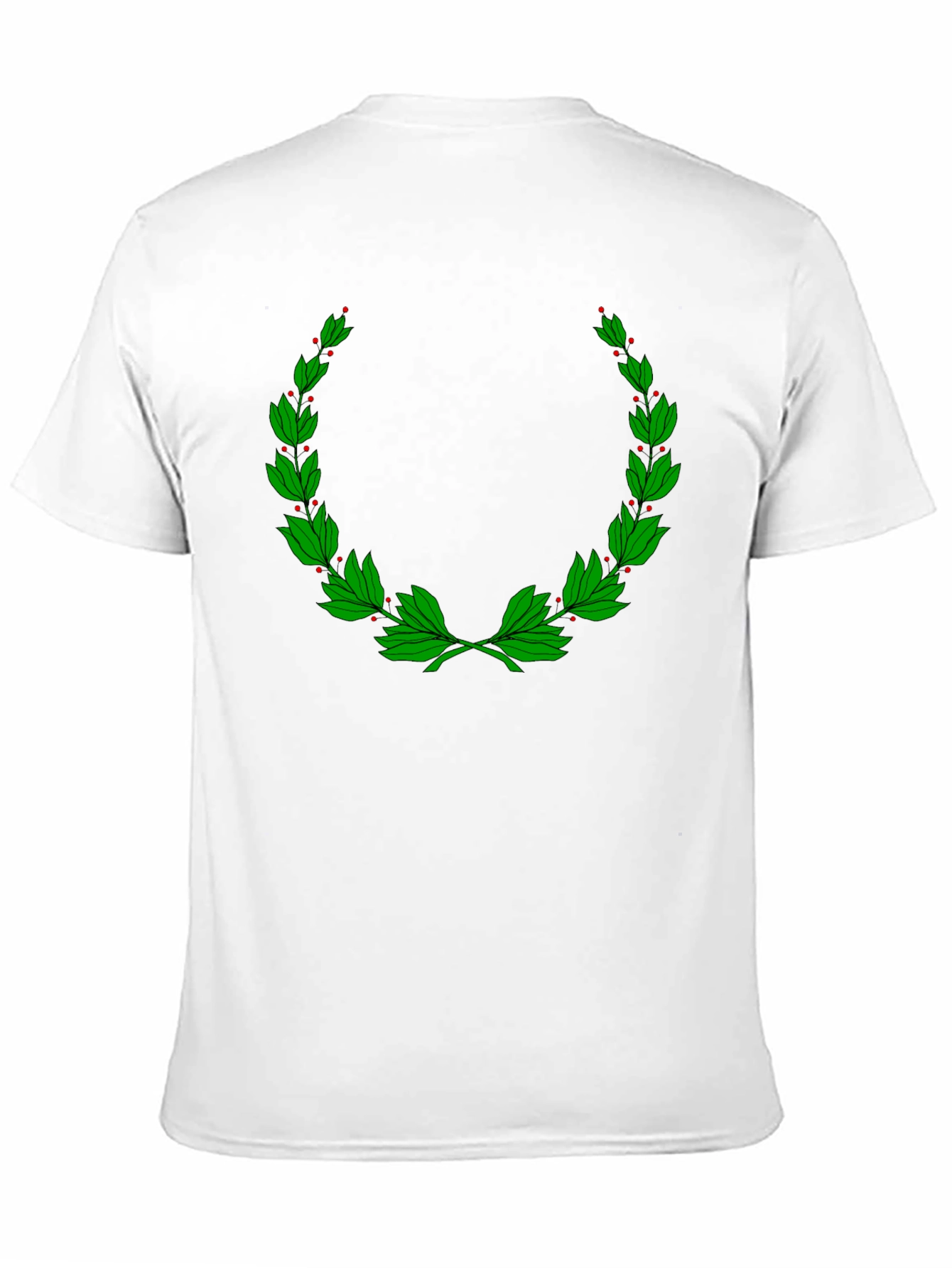 Classic Black T-Shirt with Green Laurel Wreath Design