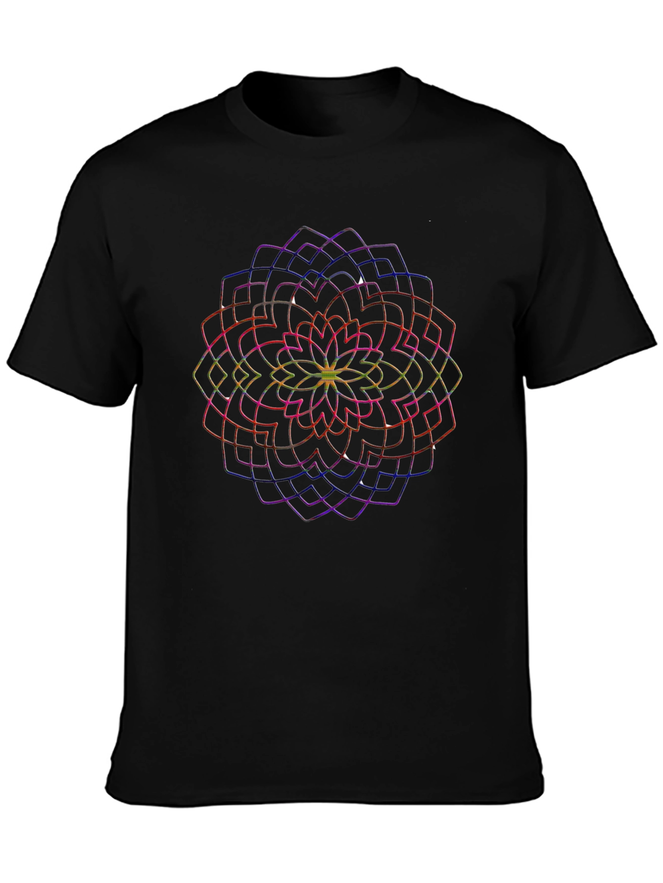 Vibrant Mandala Graphic Black T-Shirt