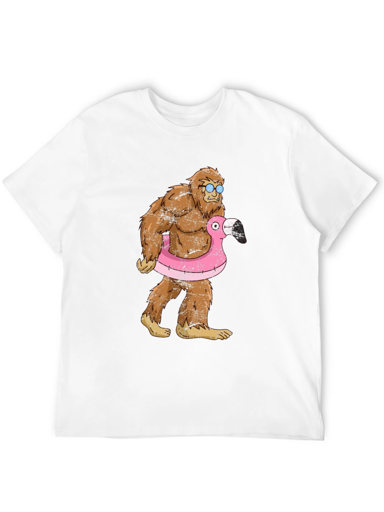 Bigfoot Flamingo Float T-Shirt - Funny Summer Tee