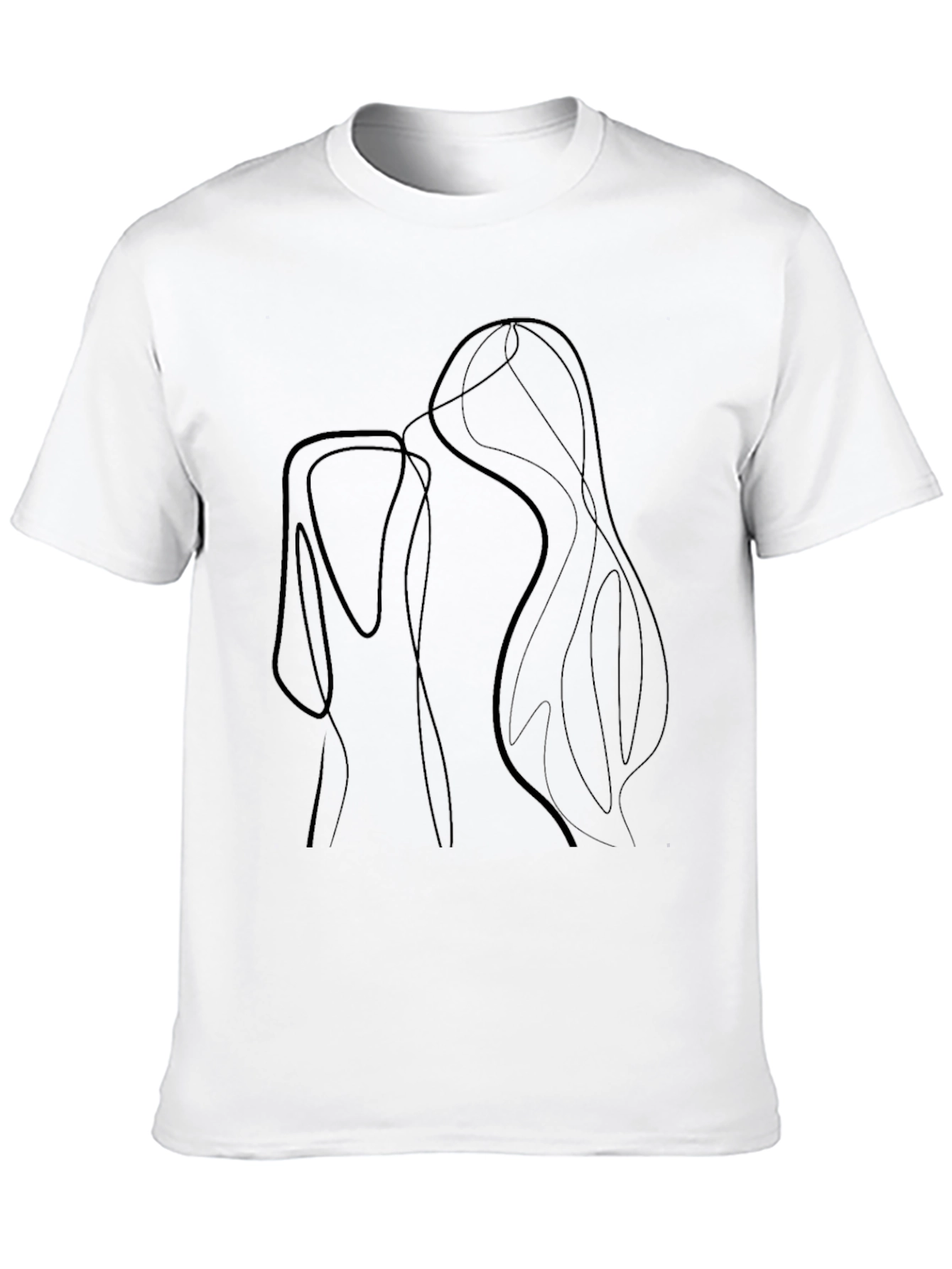 Minimalist Line Art Graphic Black T-Shirt