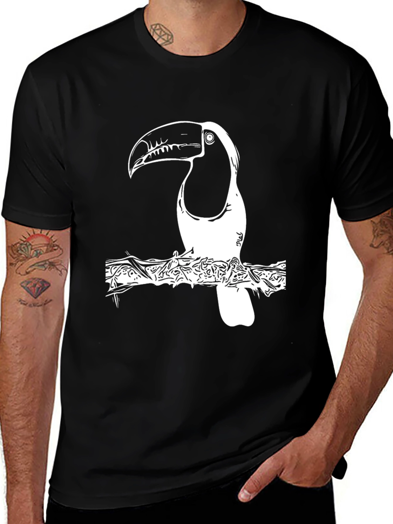 Toucan Graphic T-Shirt - Black Cotton Tee