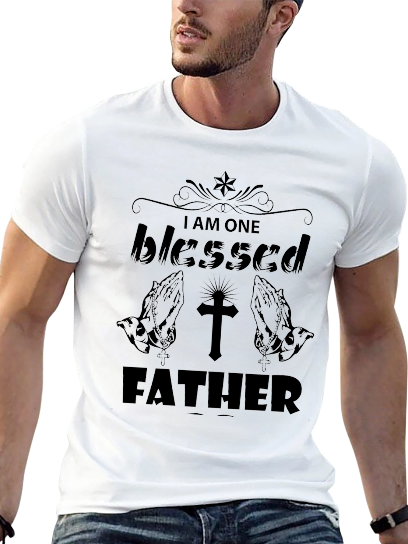 Blessed Father Graphic Tee - Religious Mens Shirt