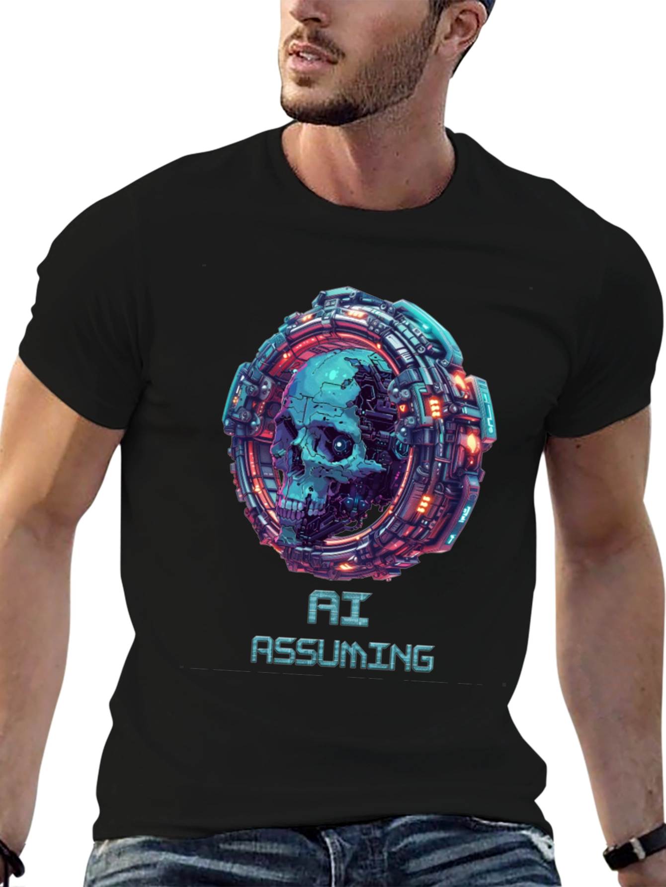 AI Assuming Skull Graphic Tee