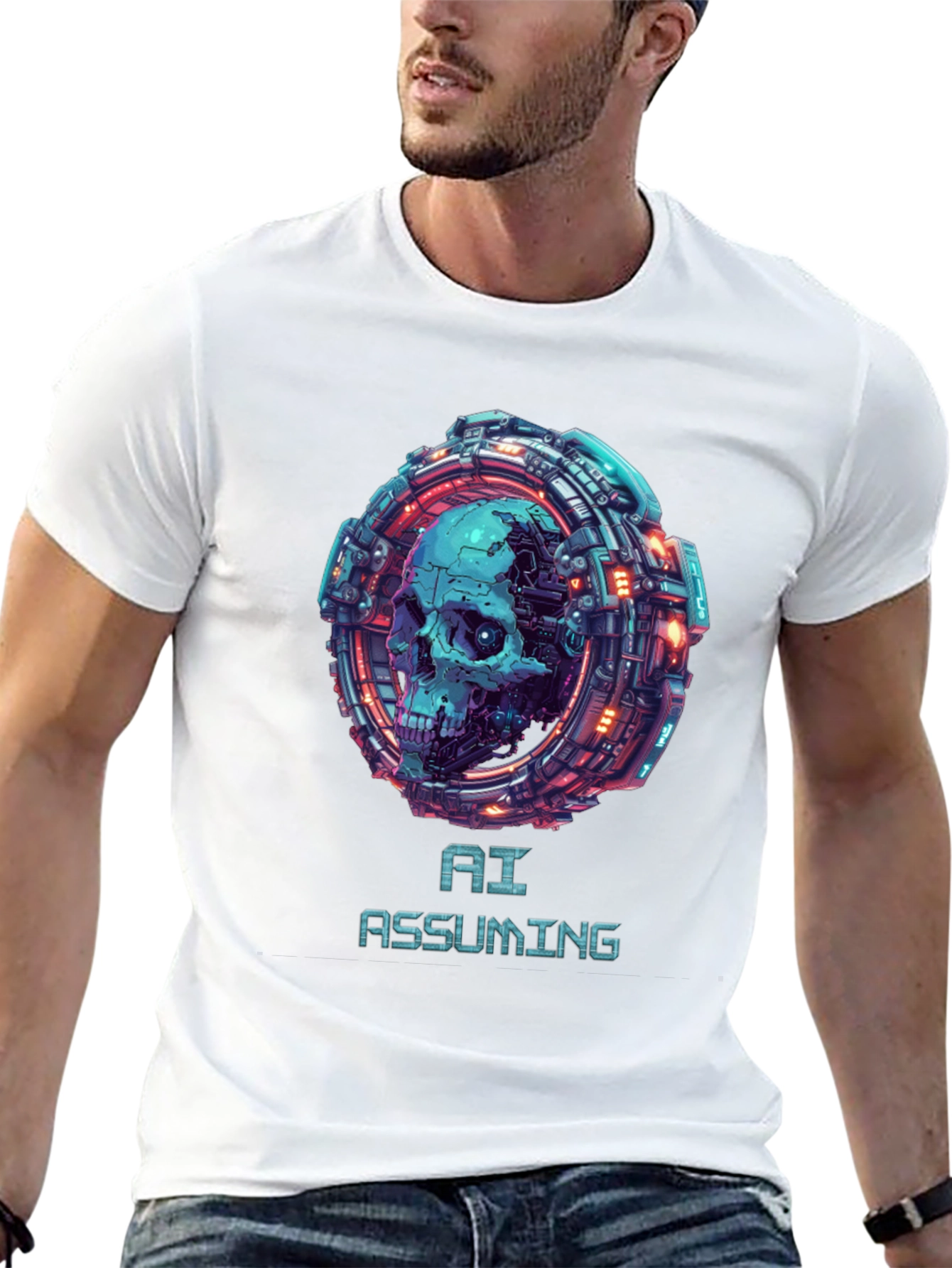 AI Assuming Skull Graphic Tee