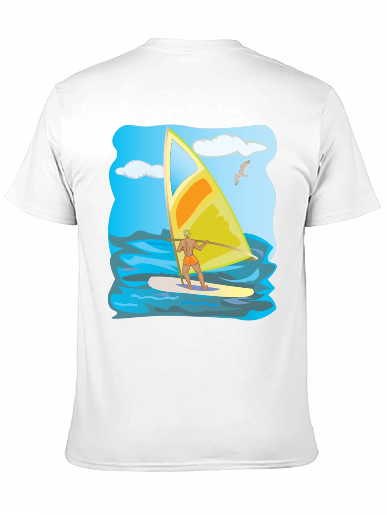 Windsurfing Graphic T-Shirt: Black Cotton Tee