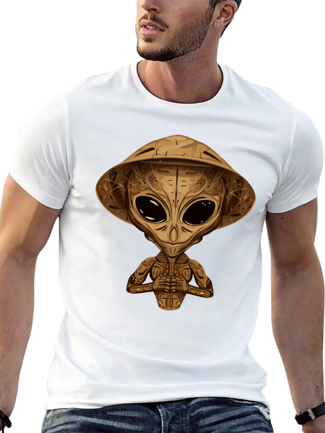 Alien Samurai Graphic Tee - Black Cotton T-Shirt