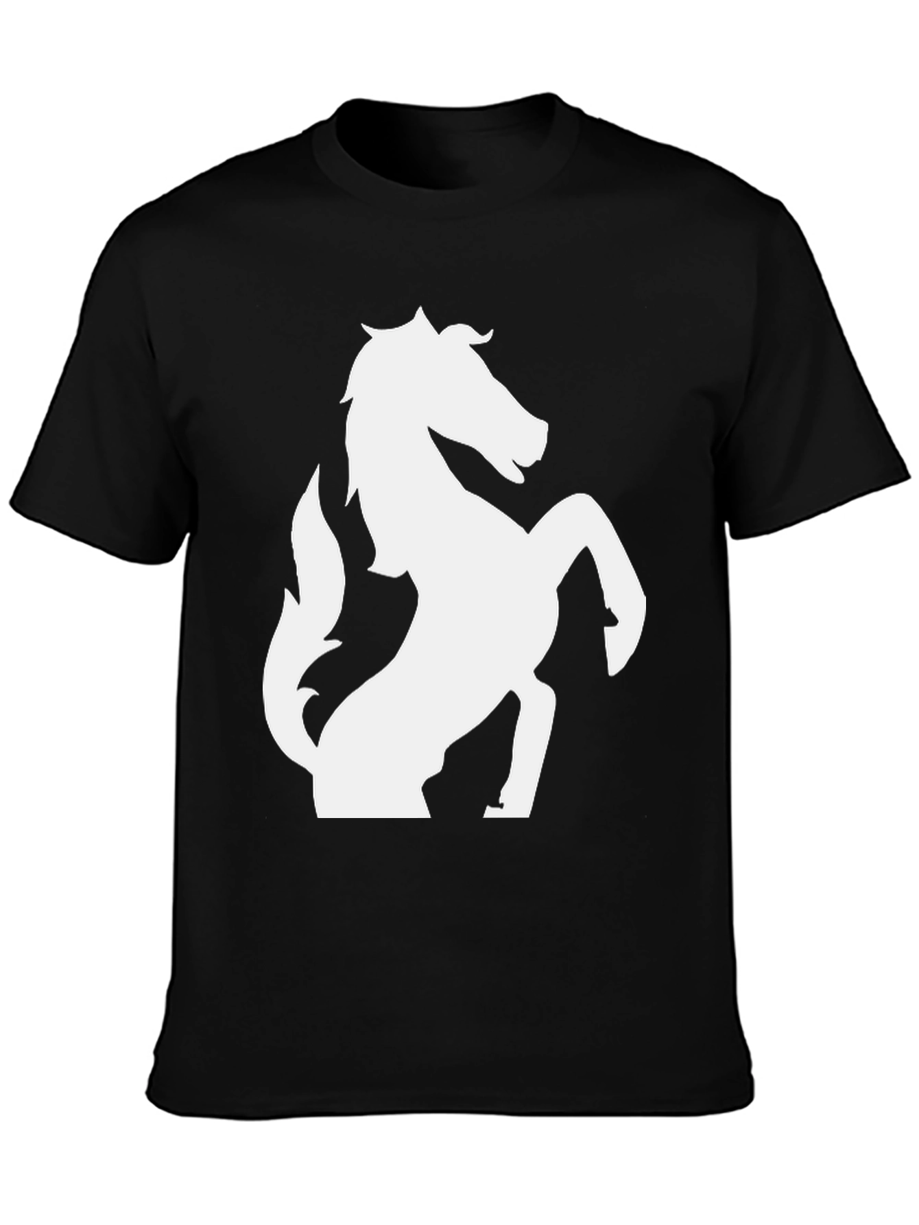 Black T-Shirt with White Horse Graphic