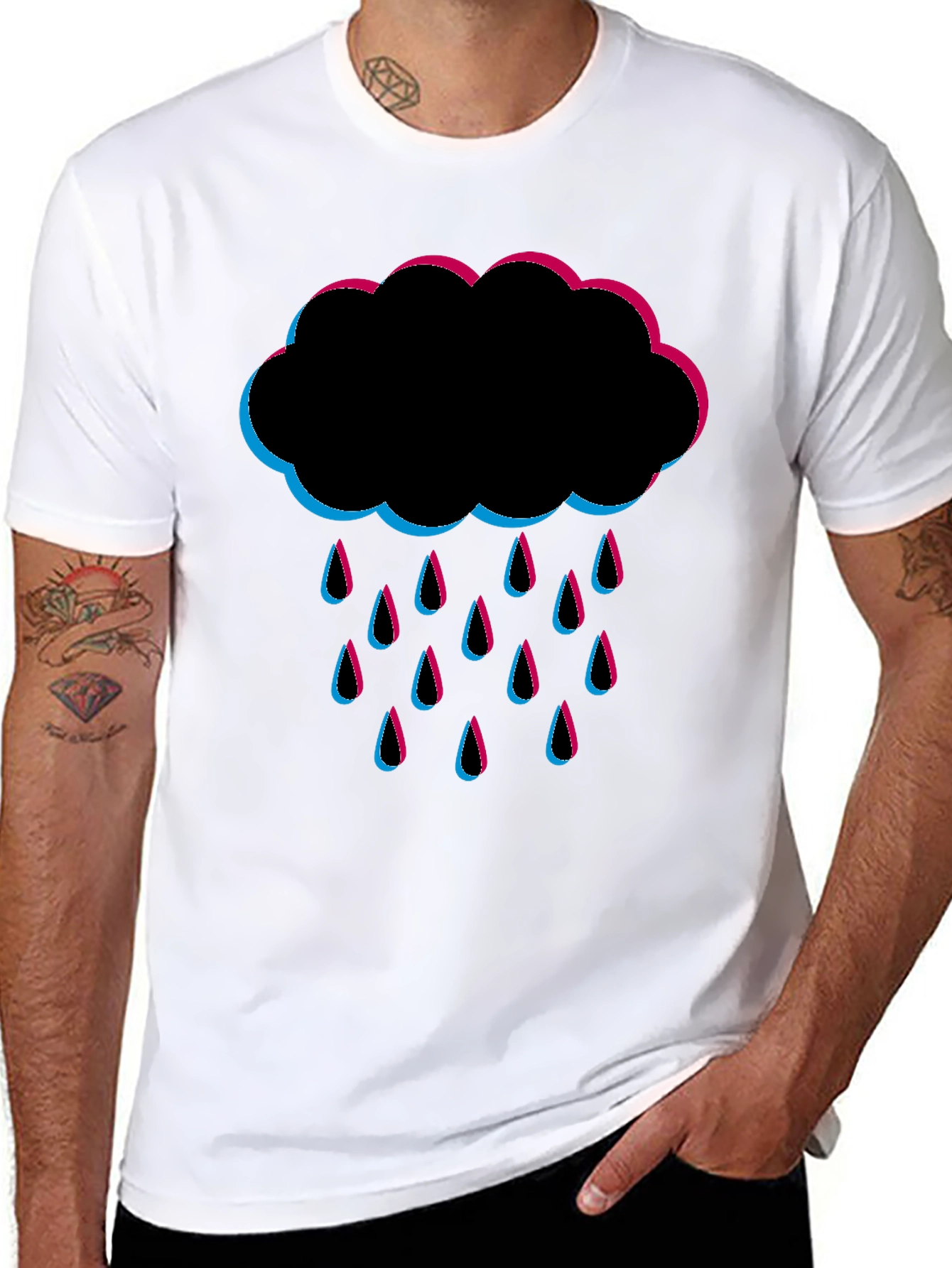 Rain Cloud Graphic Tee - Black Cotton T-Shirt