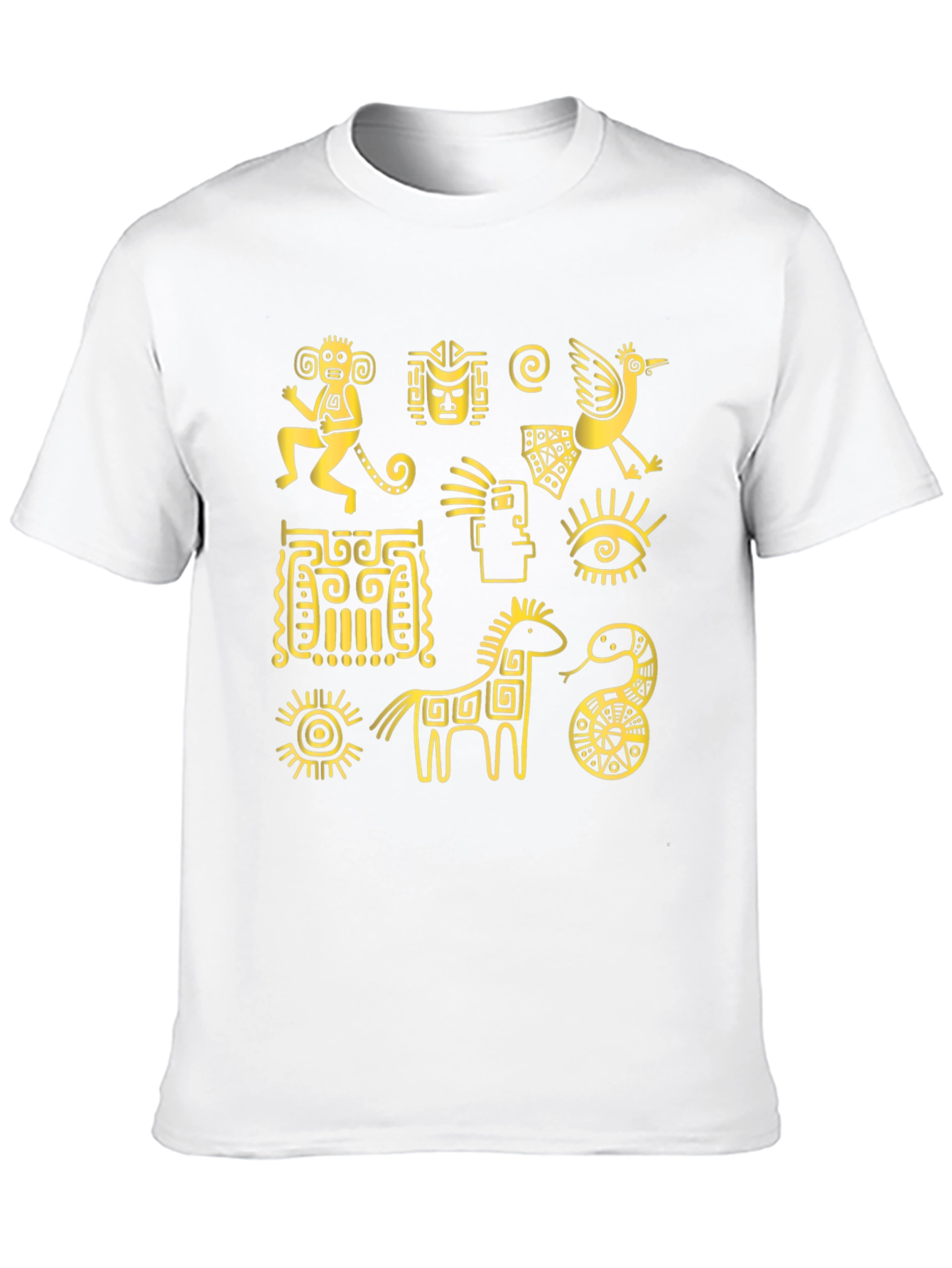 Aztec Art Graphic Tee - Black Cotton T-Shirt