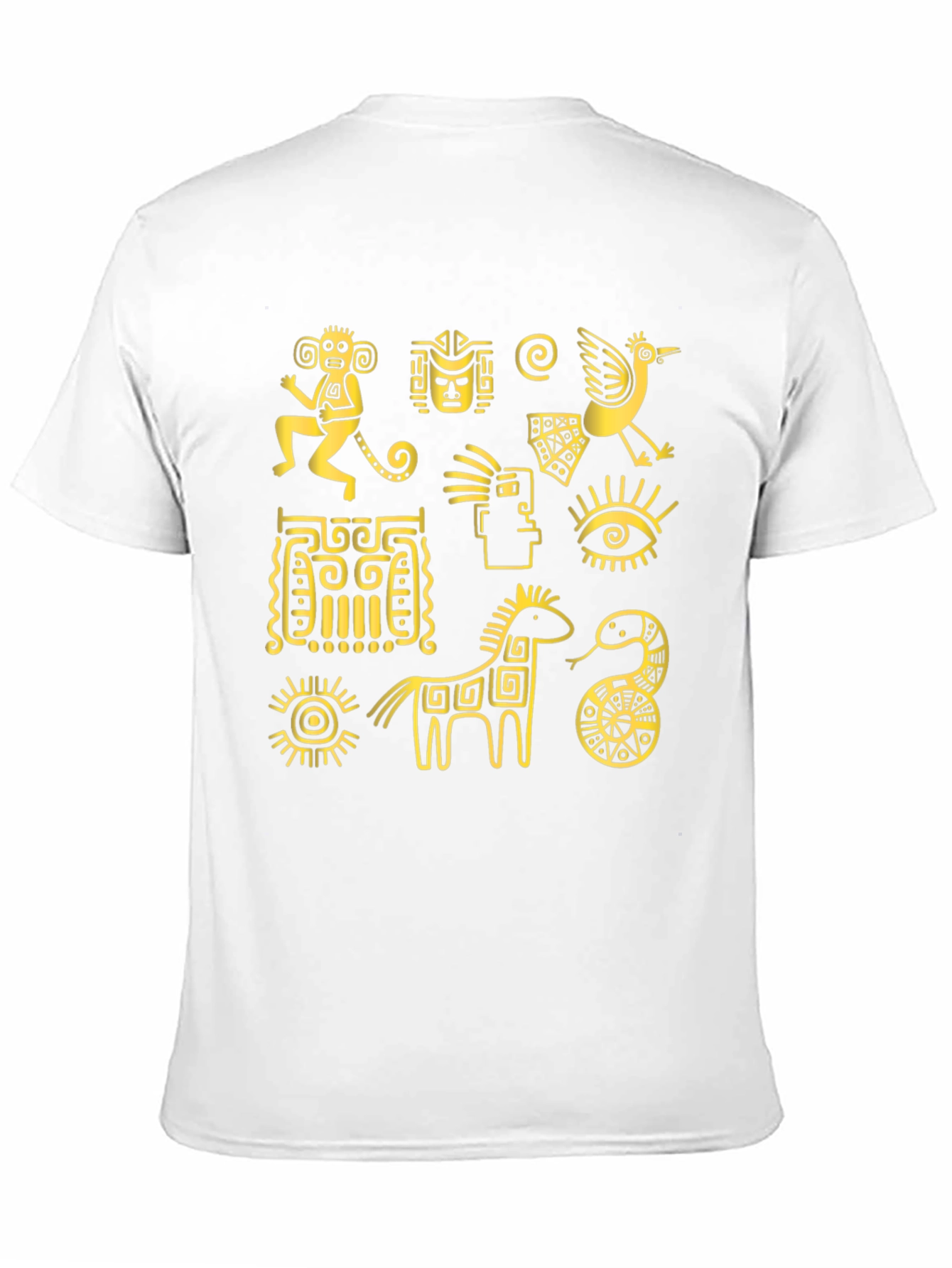 Aztec Art Graphic Tee - Black Cotton T-Shirt