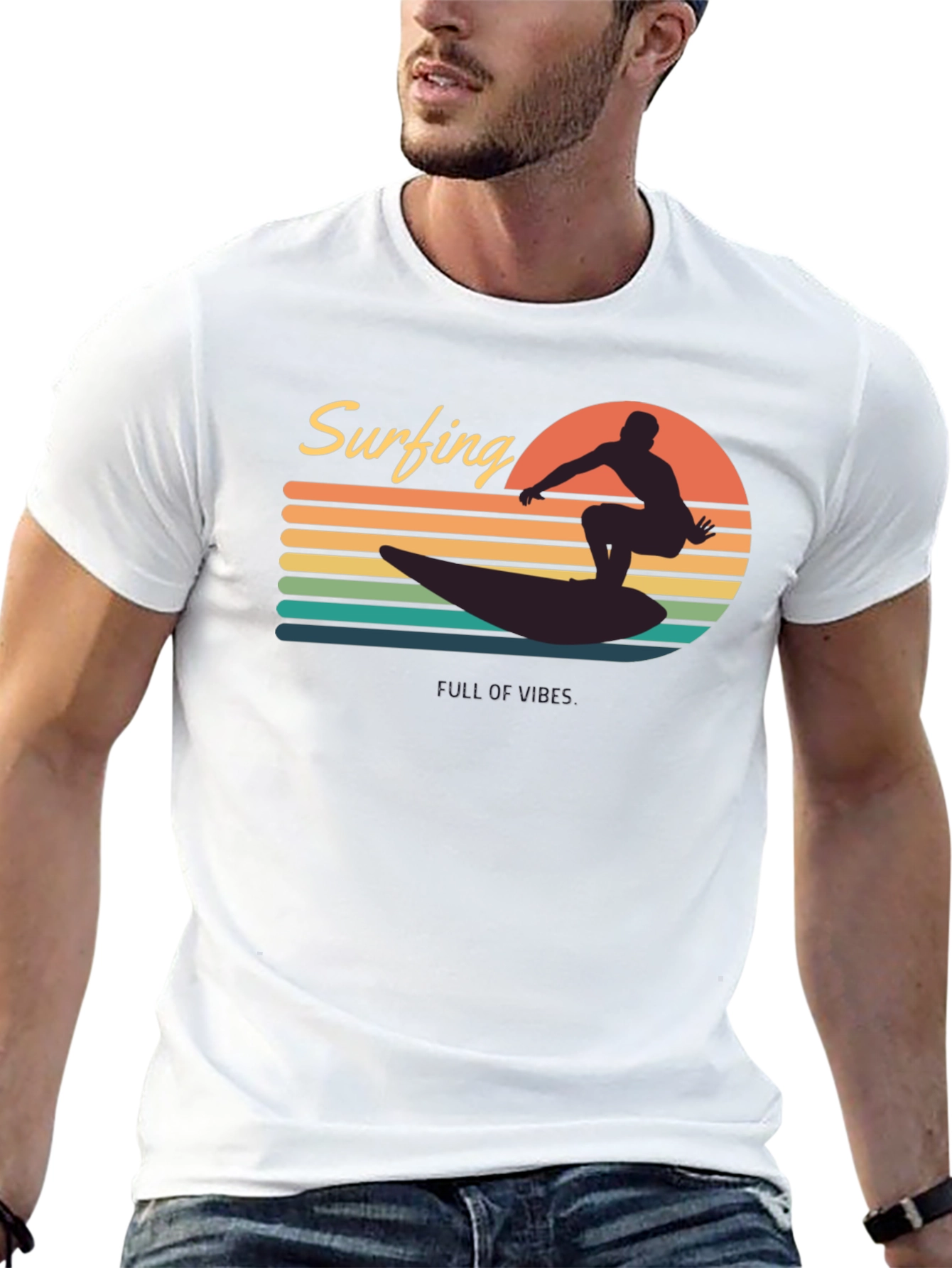 Surfing Vibes Graphic Tee - Mens Black T-Shirt