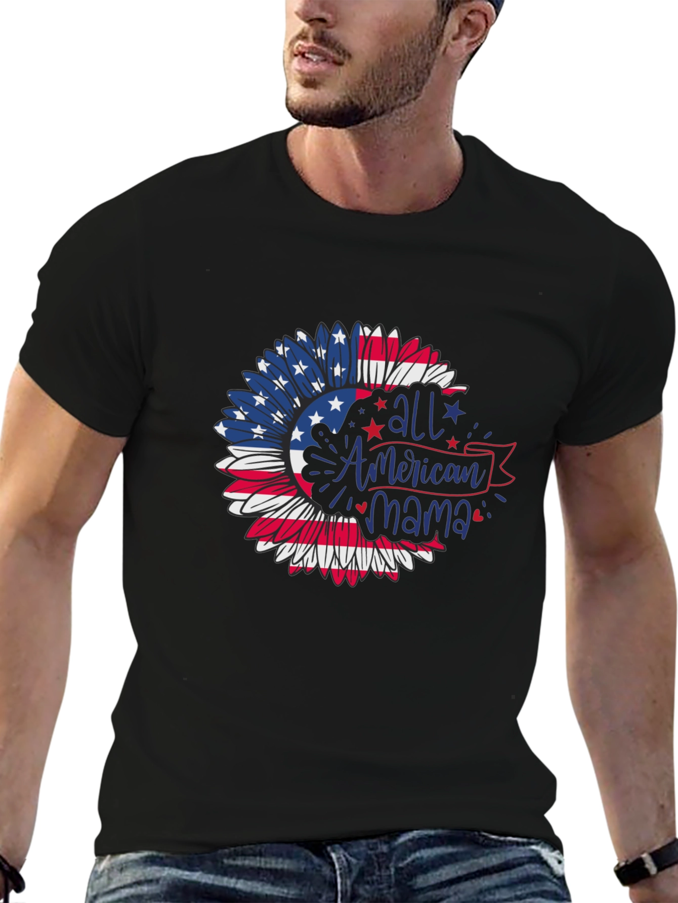 American Mama Patriotic Sunflower T-Shirt