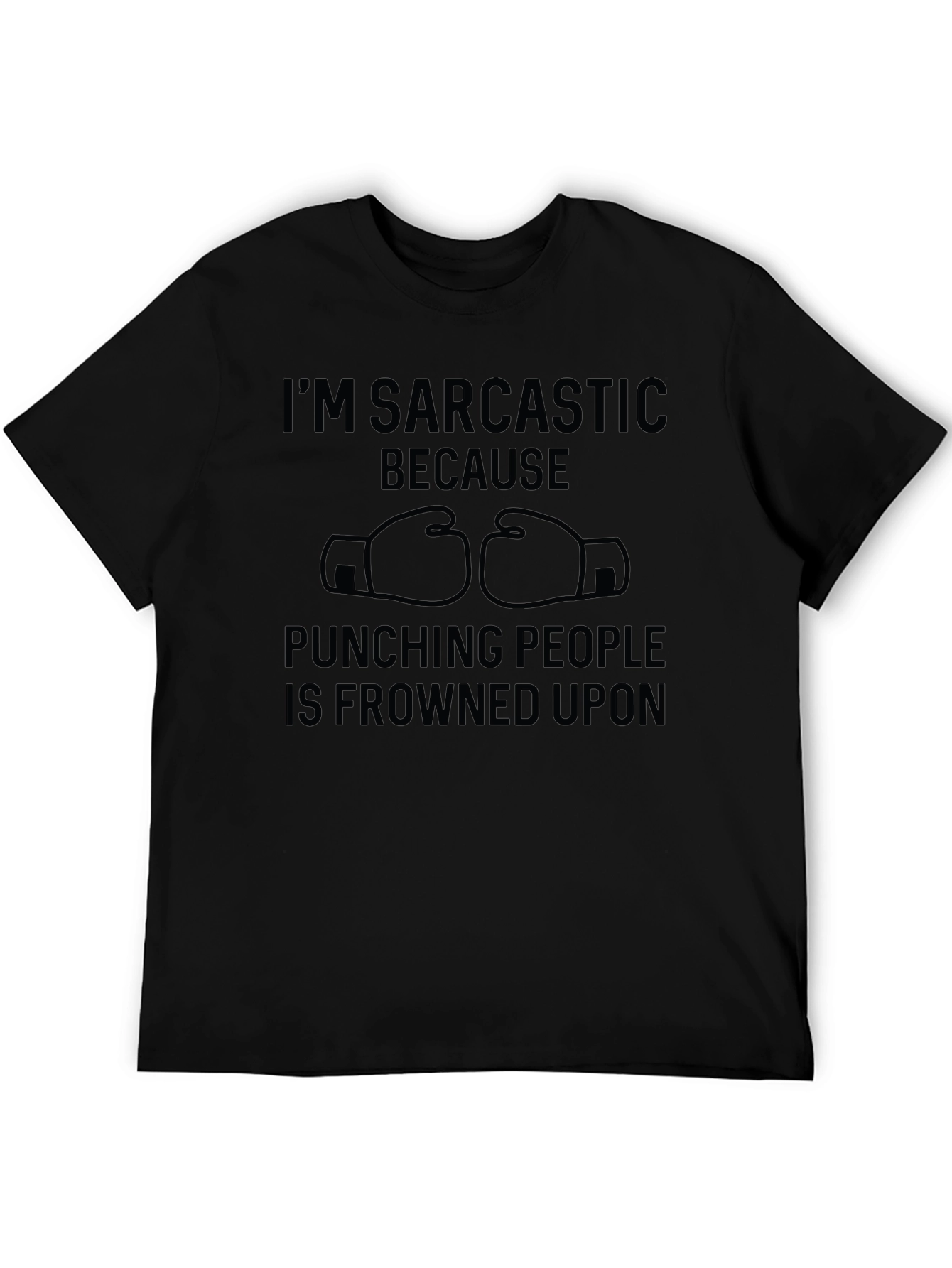 Sarcastic Punching People Graphic Tee - Black
