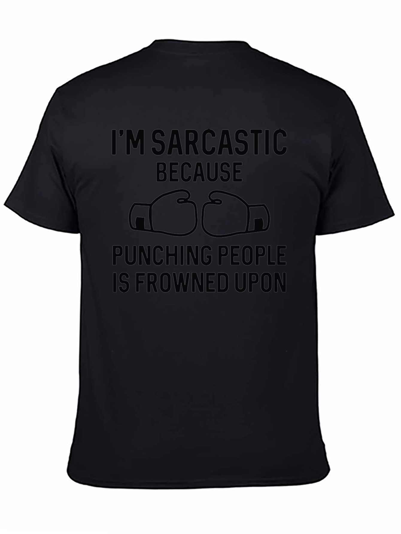 Sarcastic Punching People Graphic Tee - Black
