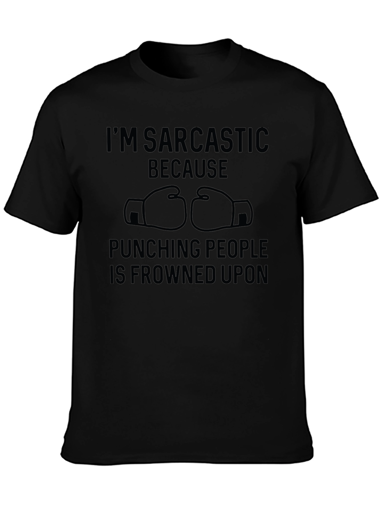 Sarcastic Punching People Graphic Tee - Black