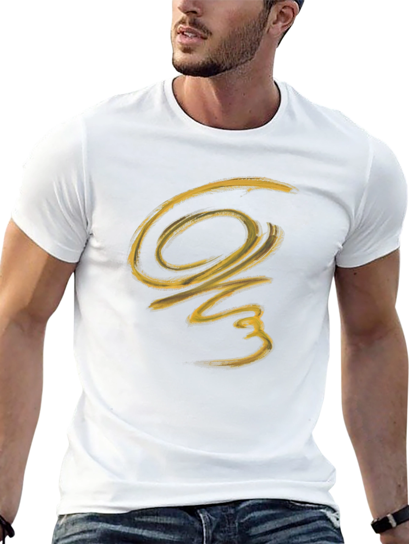 Abstract Brushstroke Graphic Black T-Shirt
