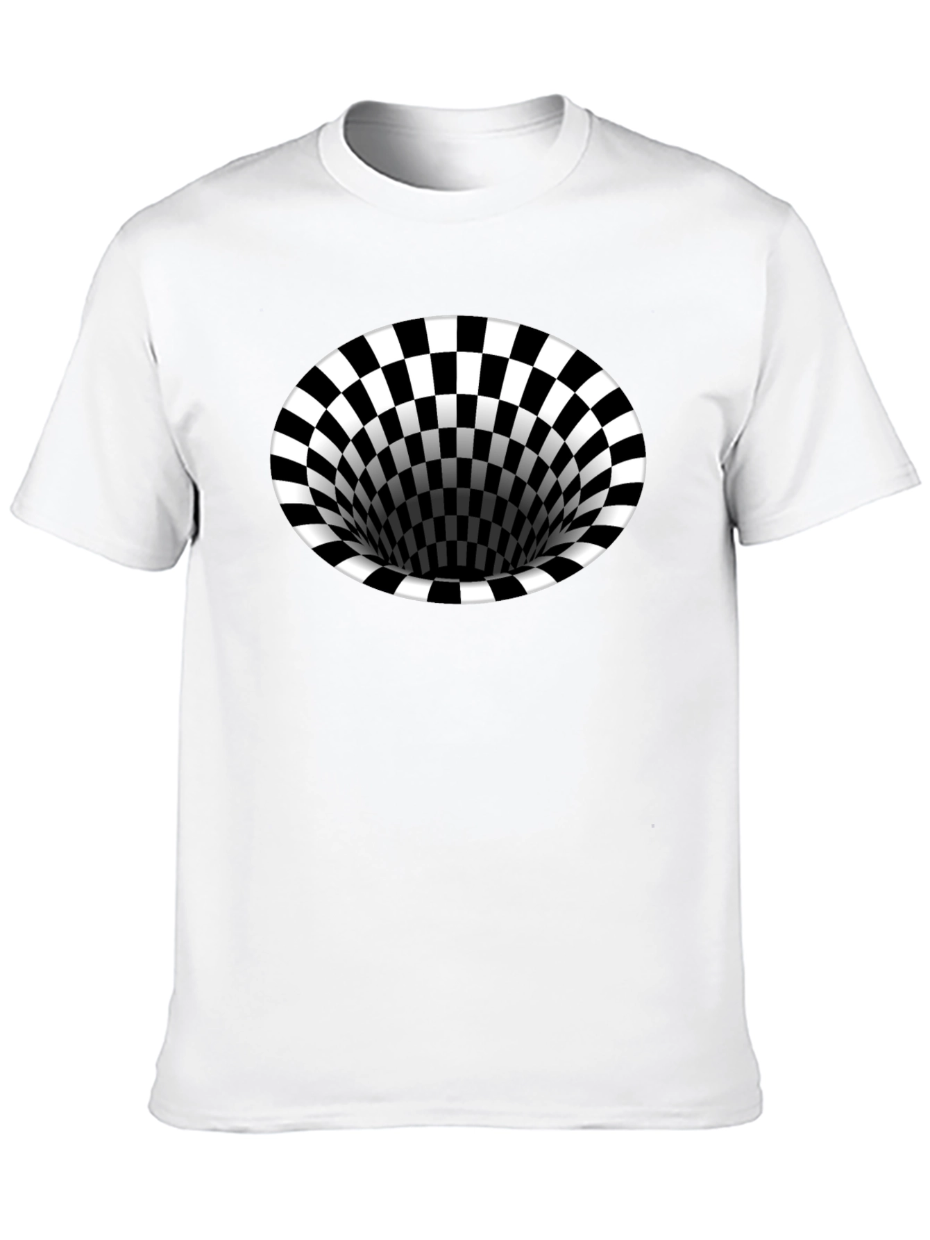 Optical Illusion T-Shirt - Black Hole Checkerboard Tee