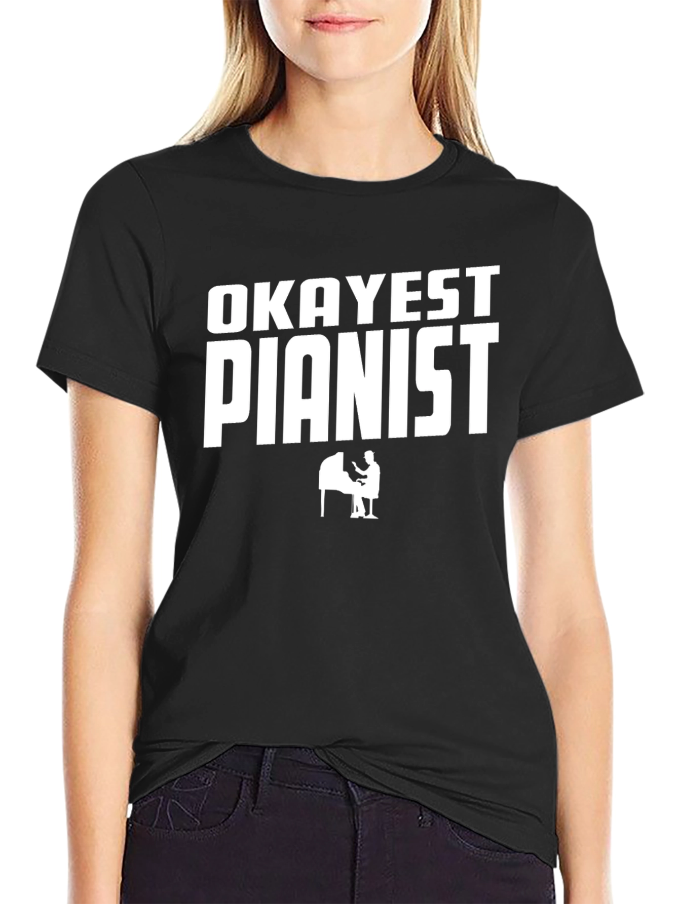 Okayest Pianist Black Graphic Tee