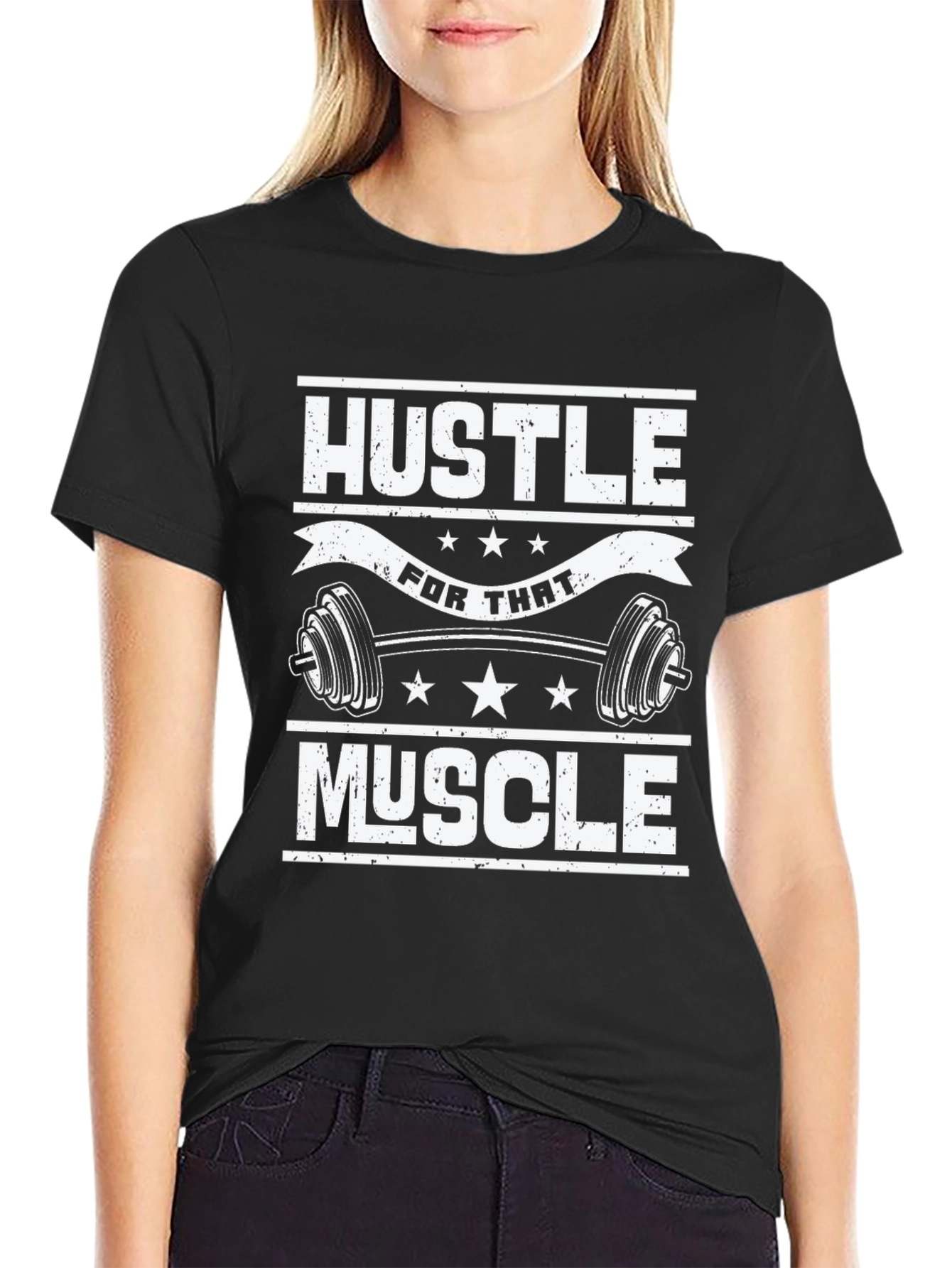 Hustle for That Muscle Black Graphic T-Shirt