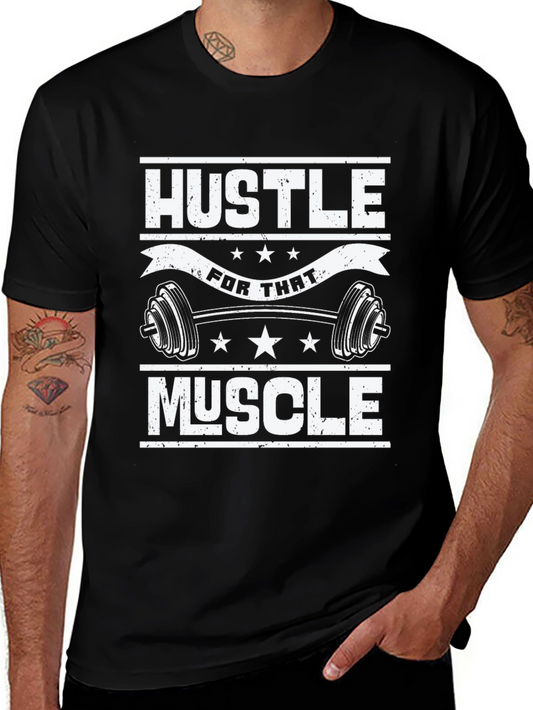 Hustle for That Muscle Black Graphic T-Shirt