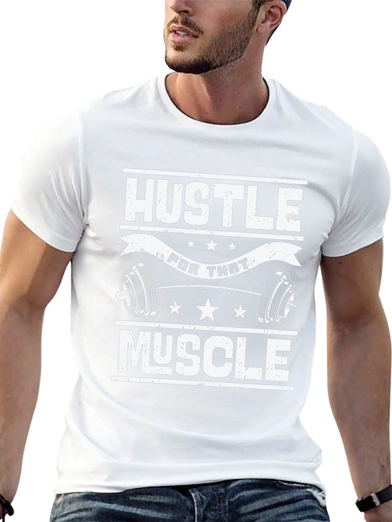 Hustle for That Muscle Black Graphic T-Shirt