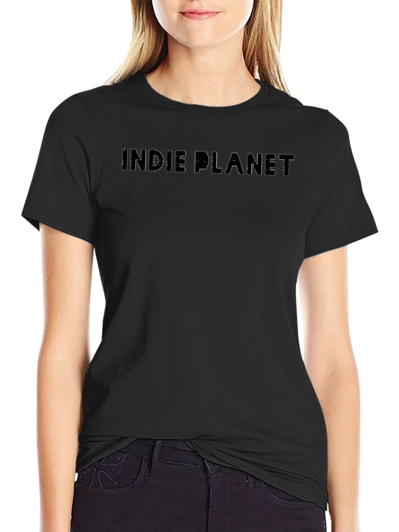 Indie Planet Graphic Tee - Black Casual T-Shirt
