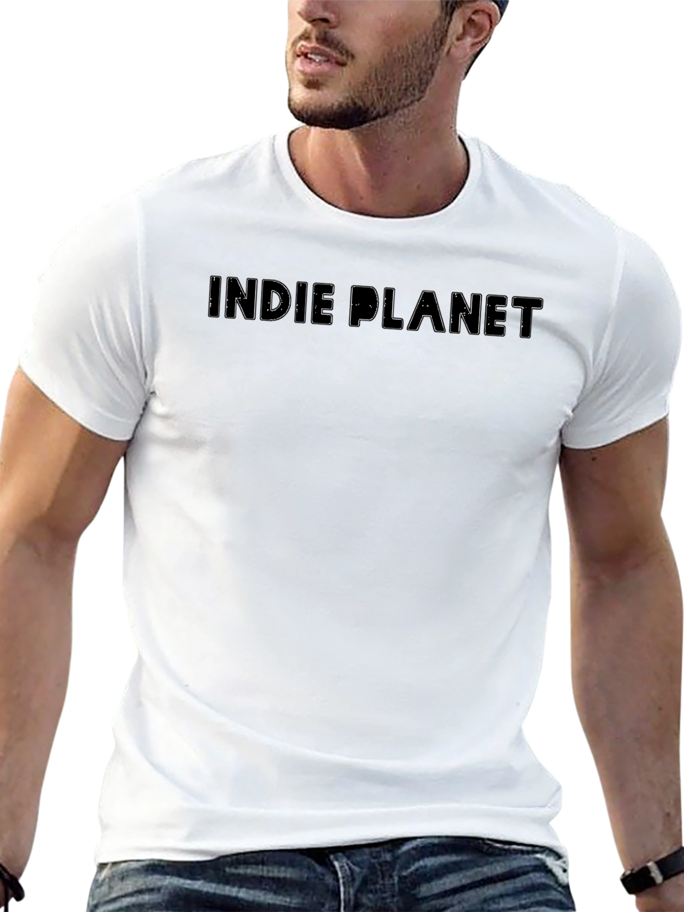Indie Planet Graphic Tee - Black Casual T-Shirt
