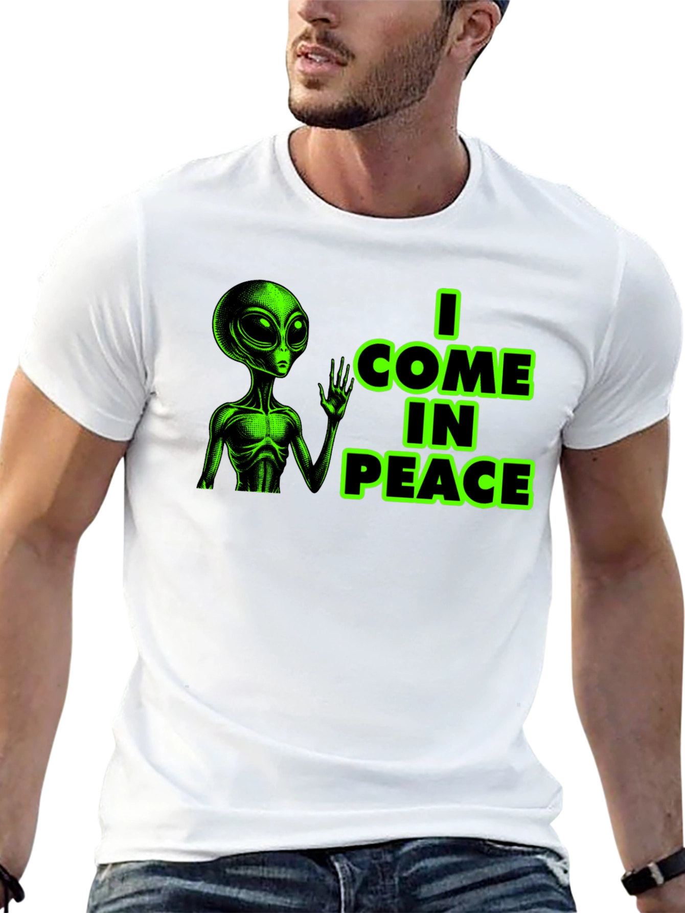 I Come In Peace Alien Graphic Tee - Black