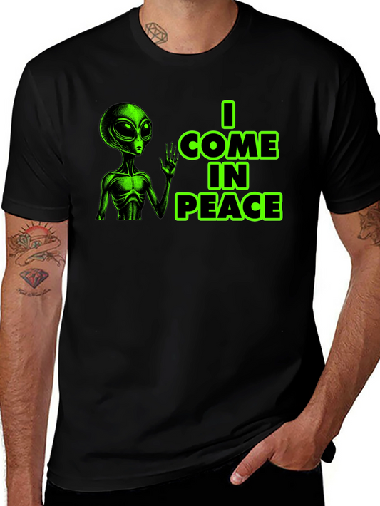 I Come In Peace Alien Graphic Tee - Black