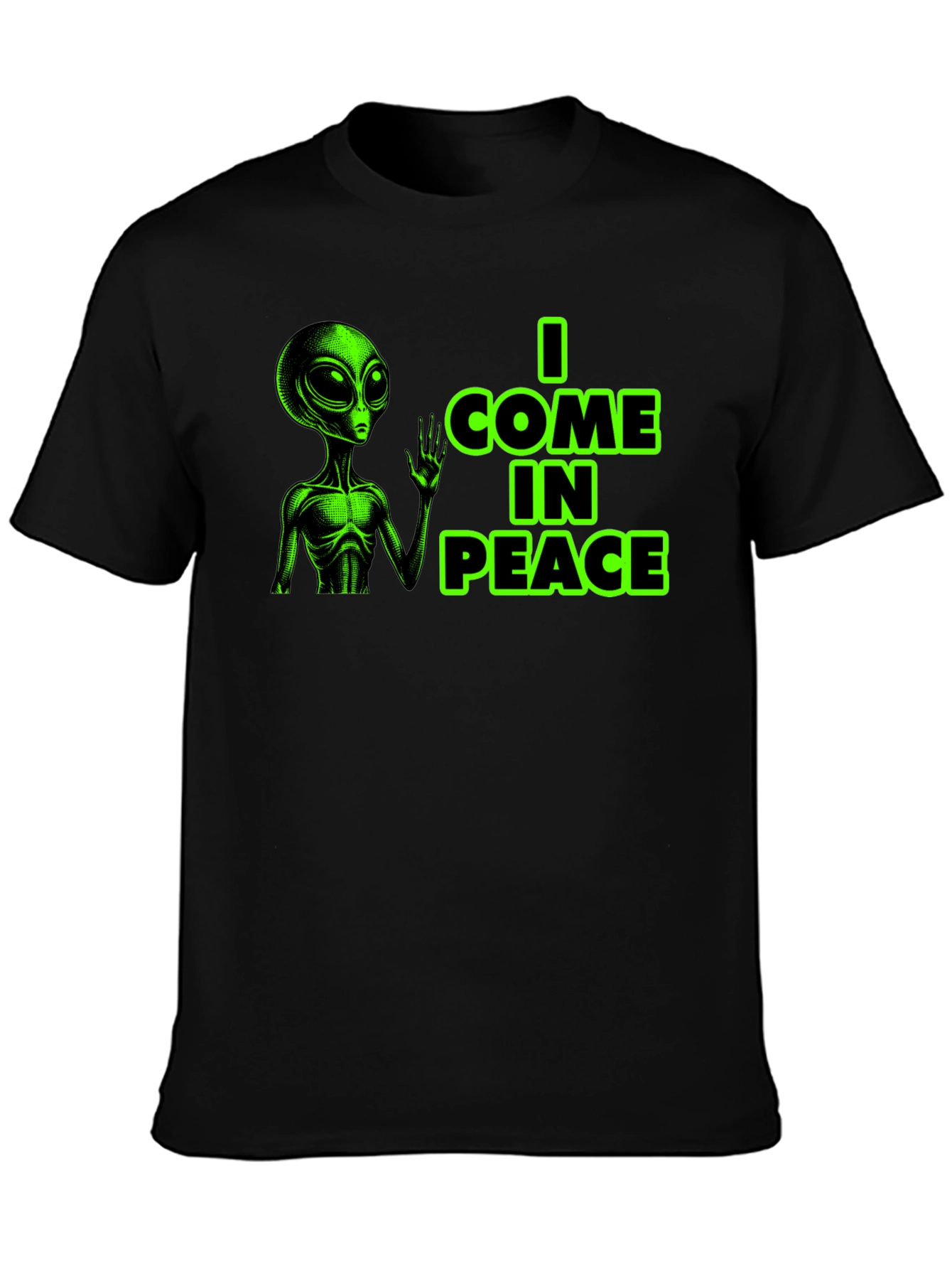 I Come In Peace Alien Graphic Tee - Black