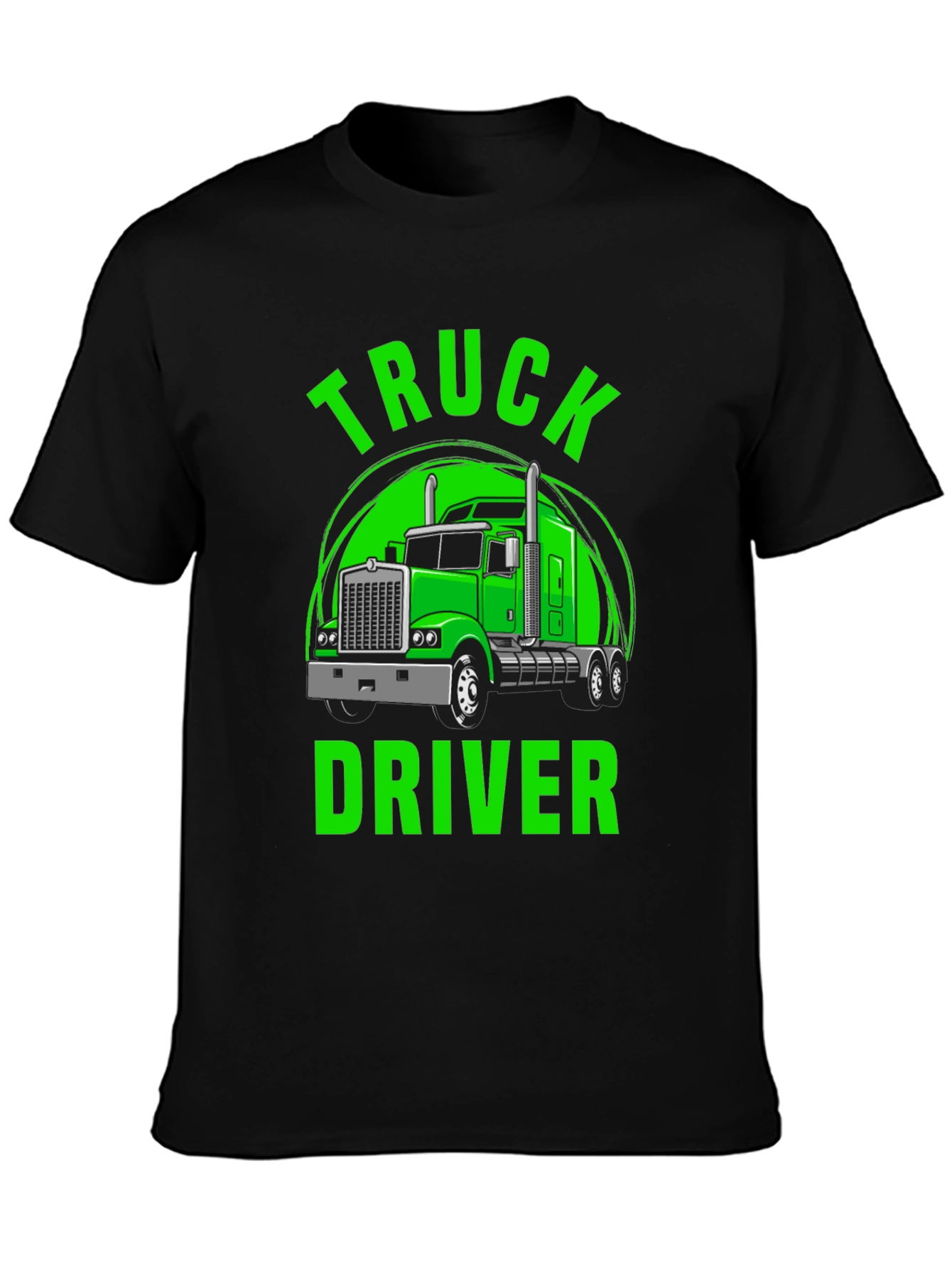 Truck Driver Graphic Tee - Bold Green Print