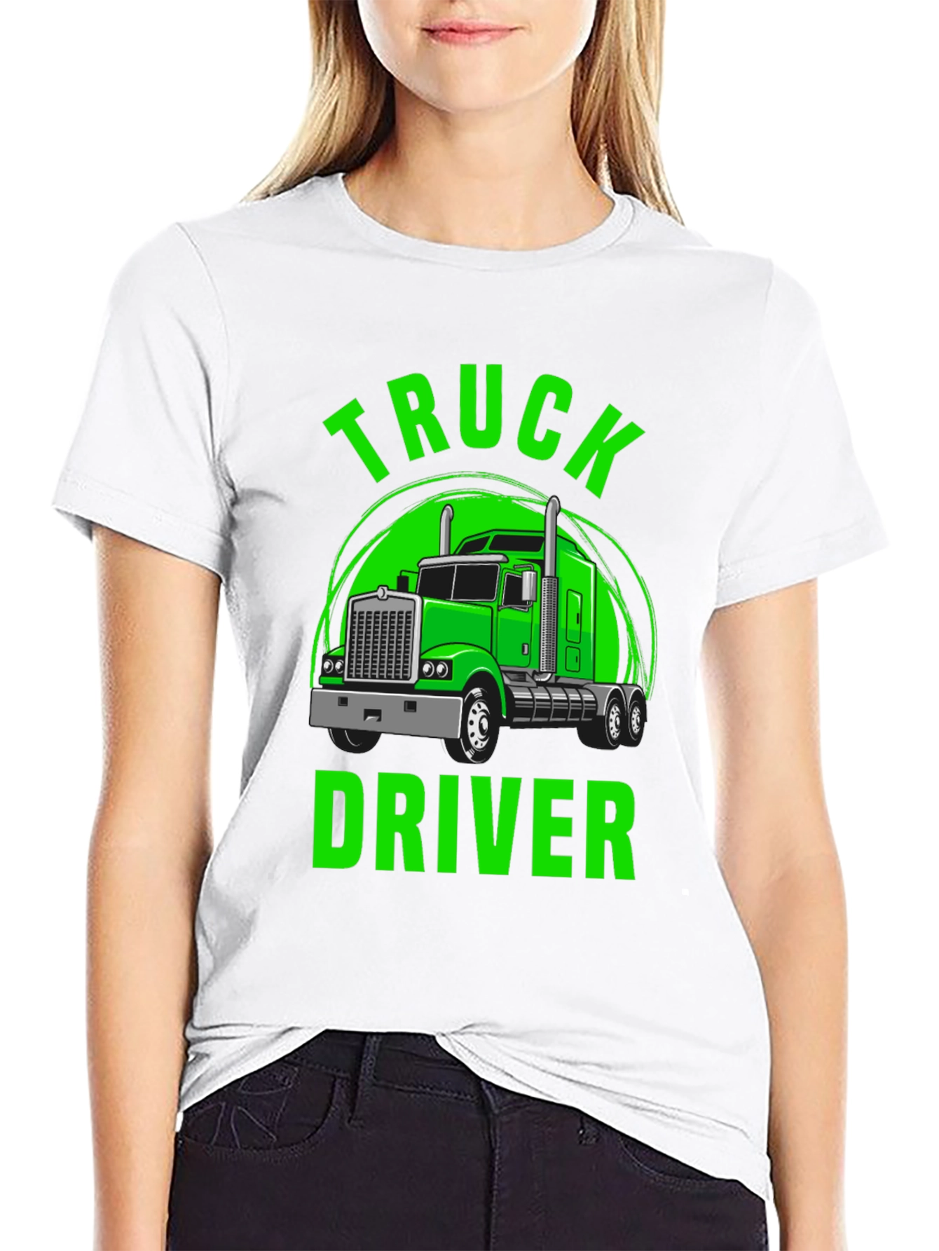 Truck Driver Graphic Tee - Bold Green Print