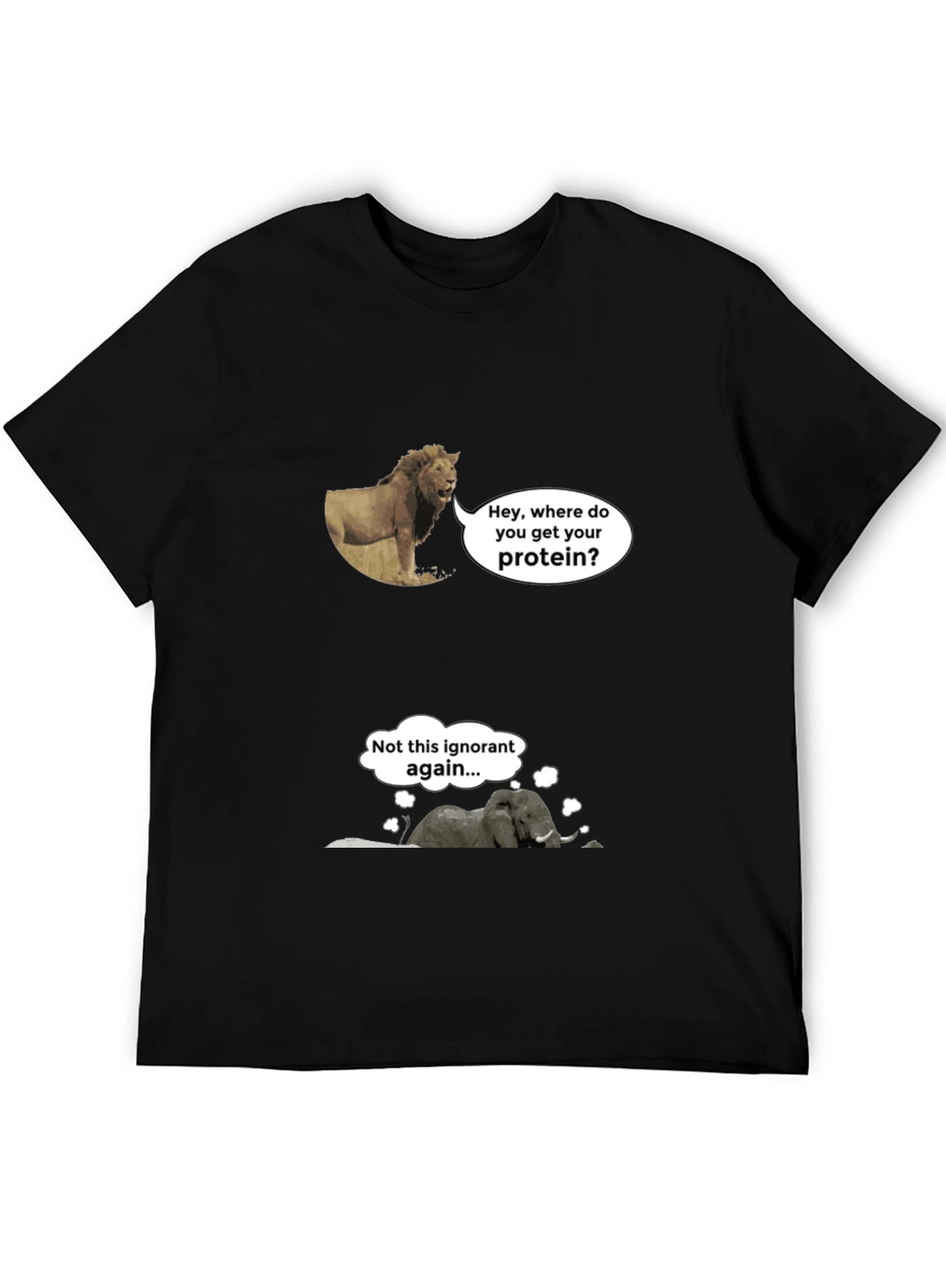 Funny Vegan Lion and Elephant T-Shirt