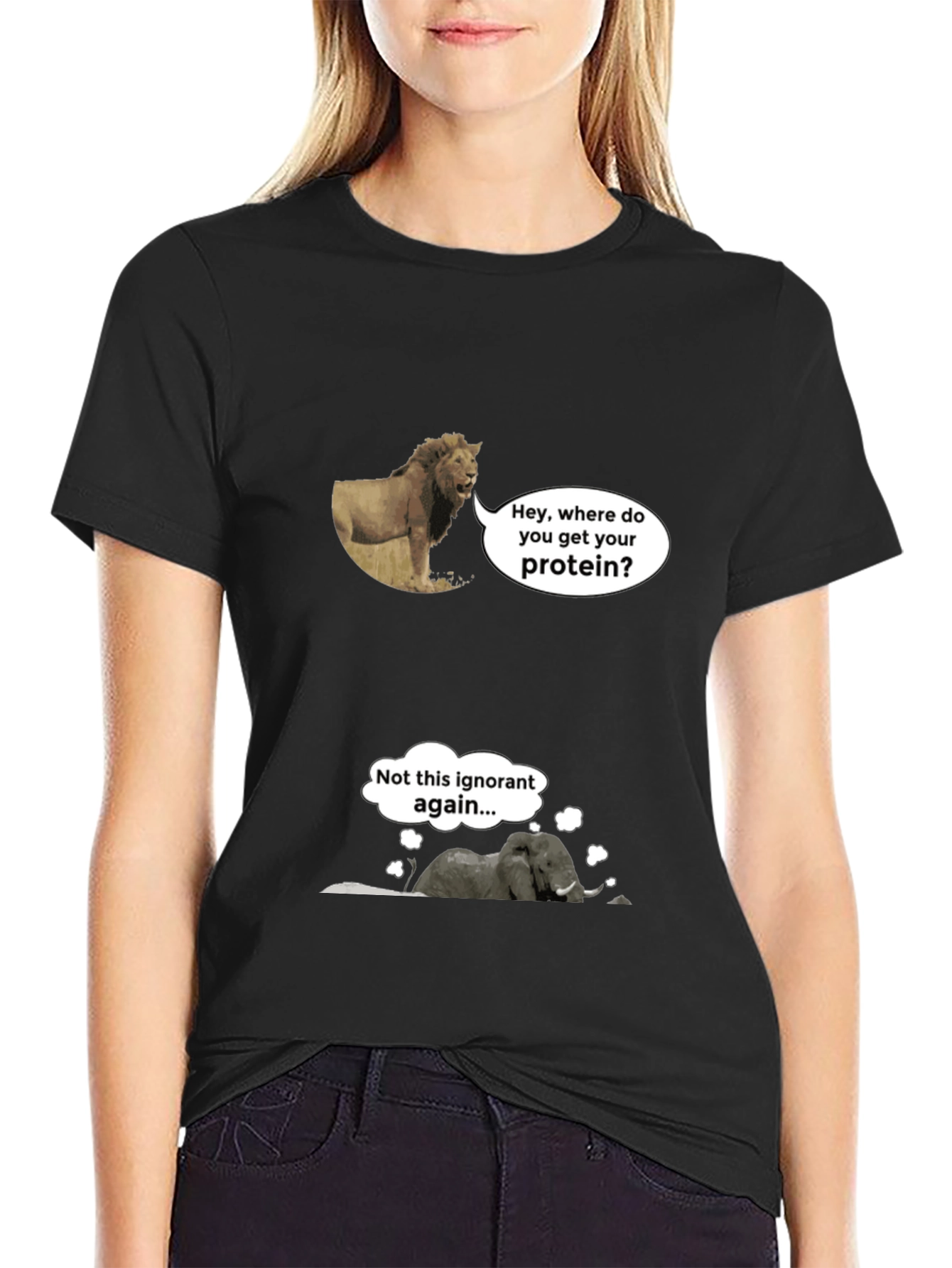 Funny Vegan Lion and Elephant T-Shirt