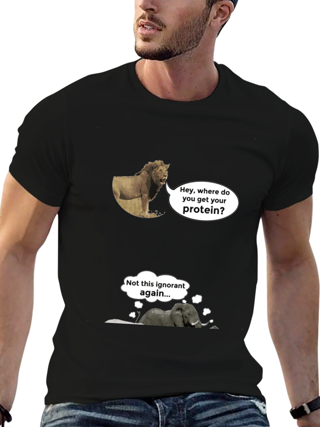 Funny Vegan Lion and Elephant T-Shirt