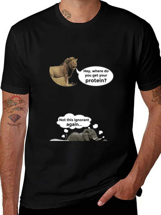 Funny Vegan Lion and Elephant T-Shirt