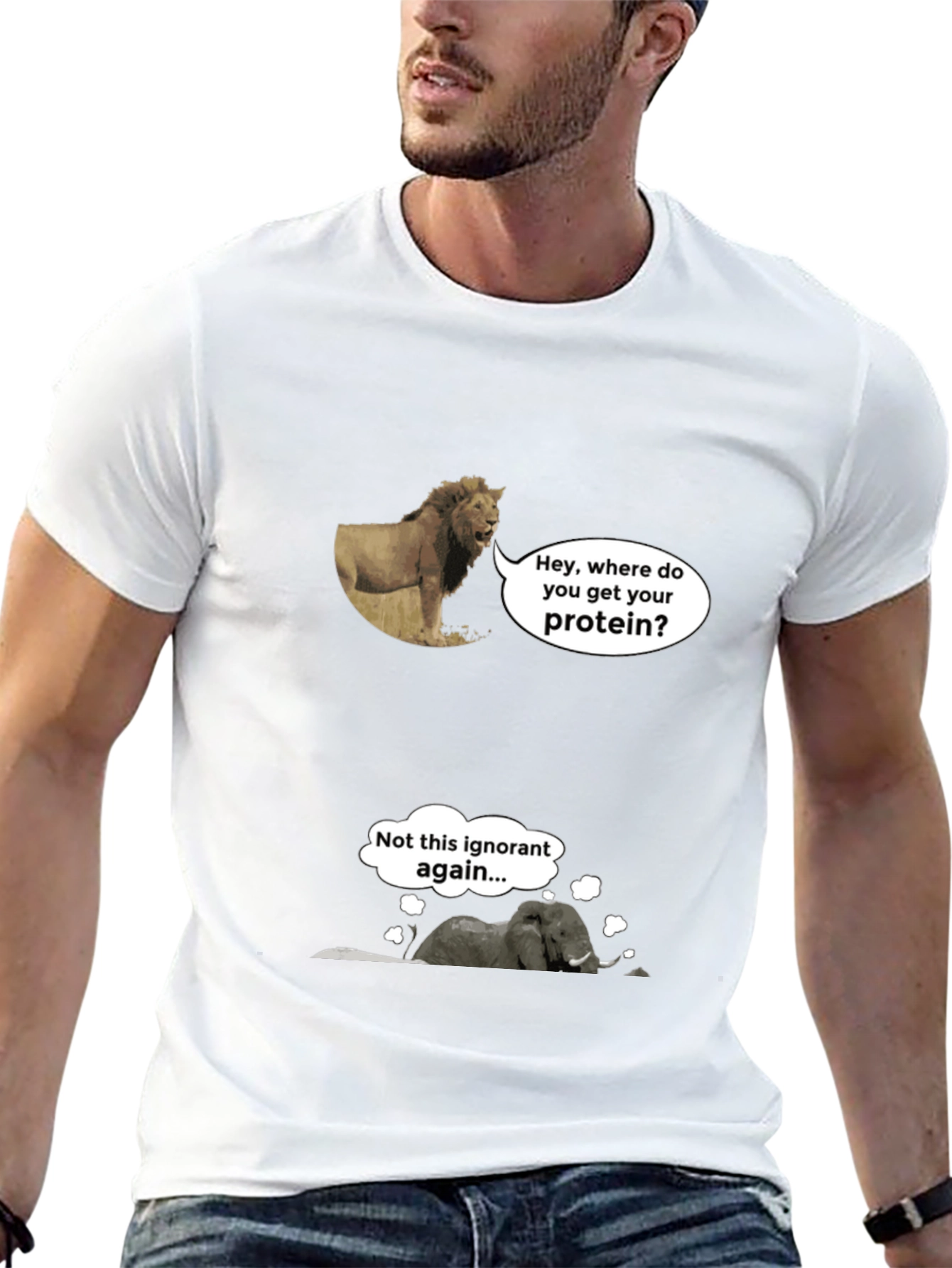 Funny Vegan Lion and Elephant T-Shirt