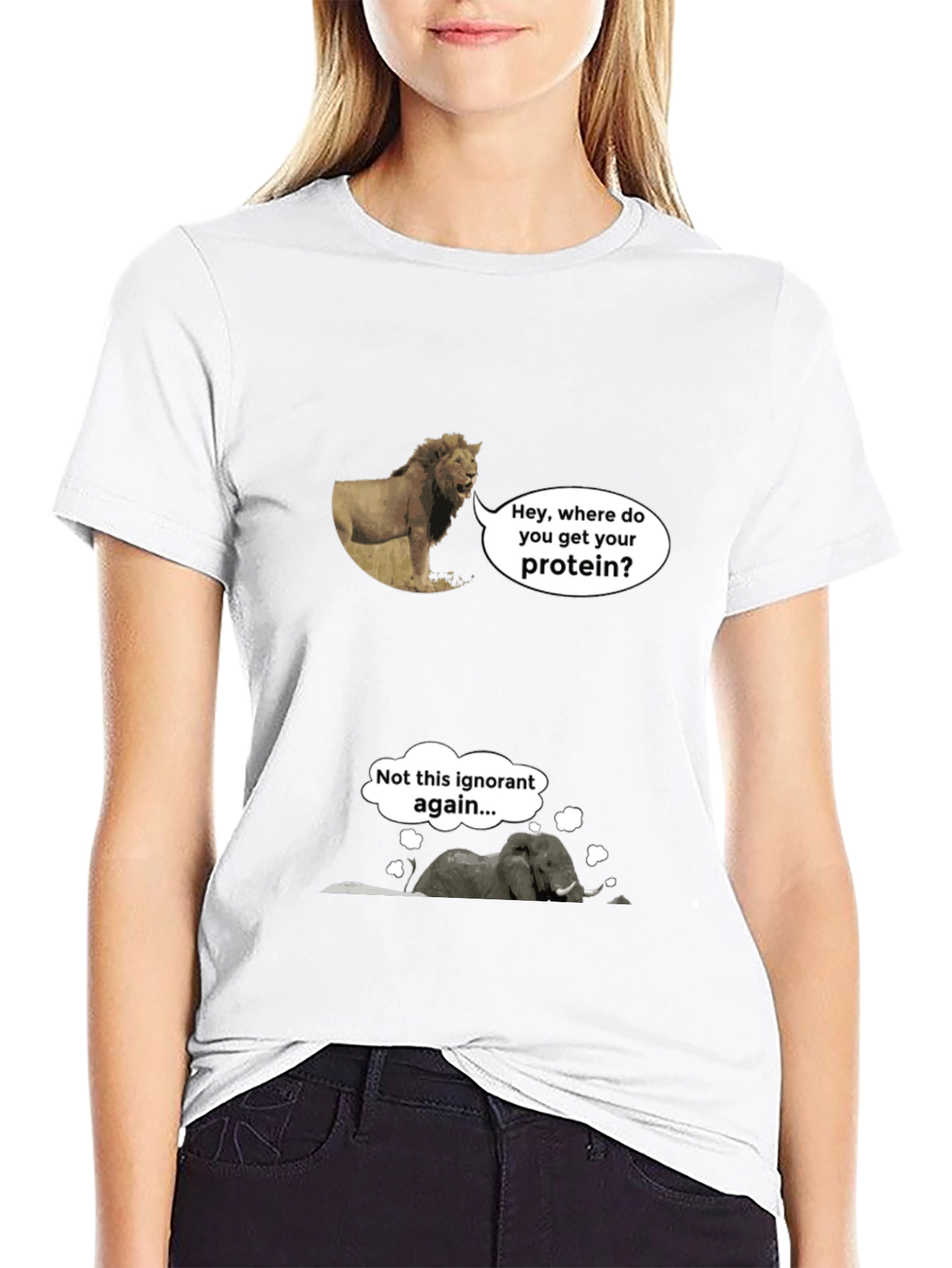 Funny Vegan Lion and Elephant T-Shirt