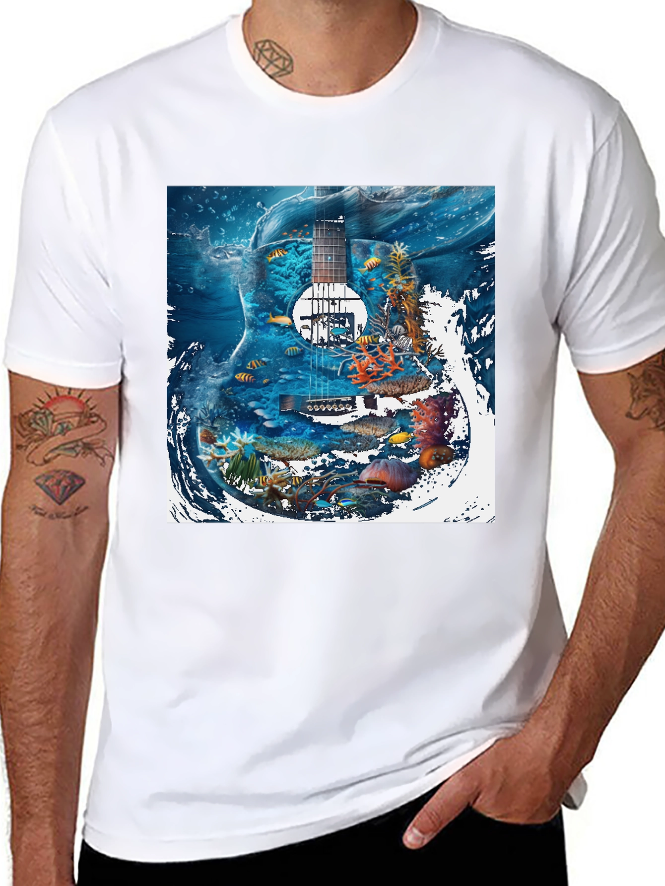Underwater Guitar Graphic T-Shirt